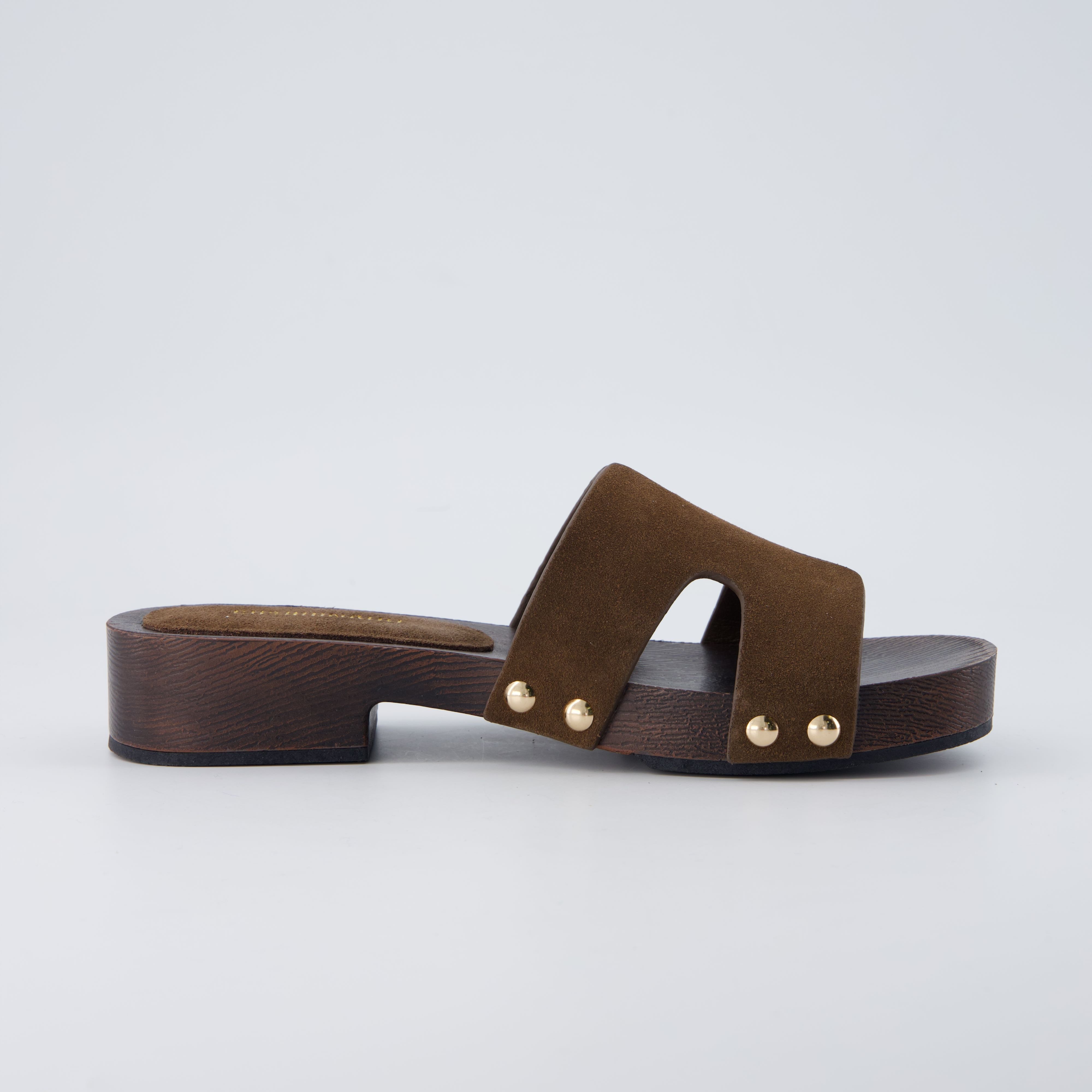 Thai-L Genuine Leather Platform Sandals Brown Medium