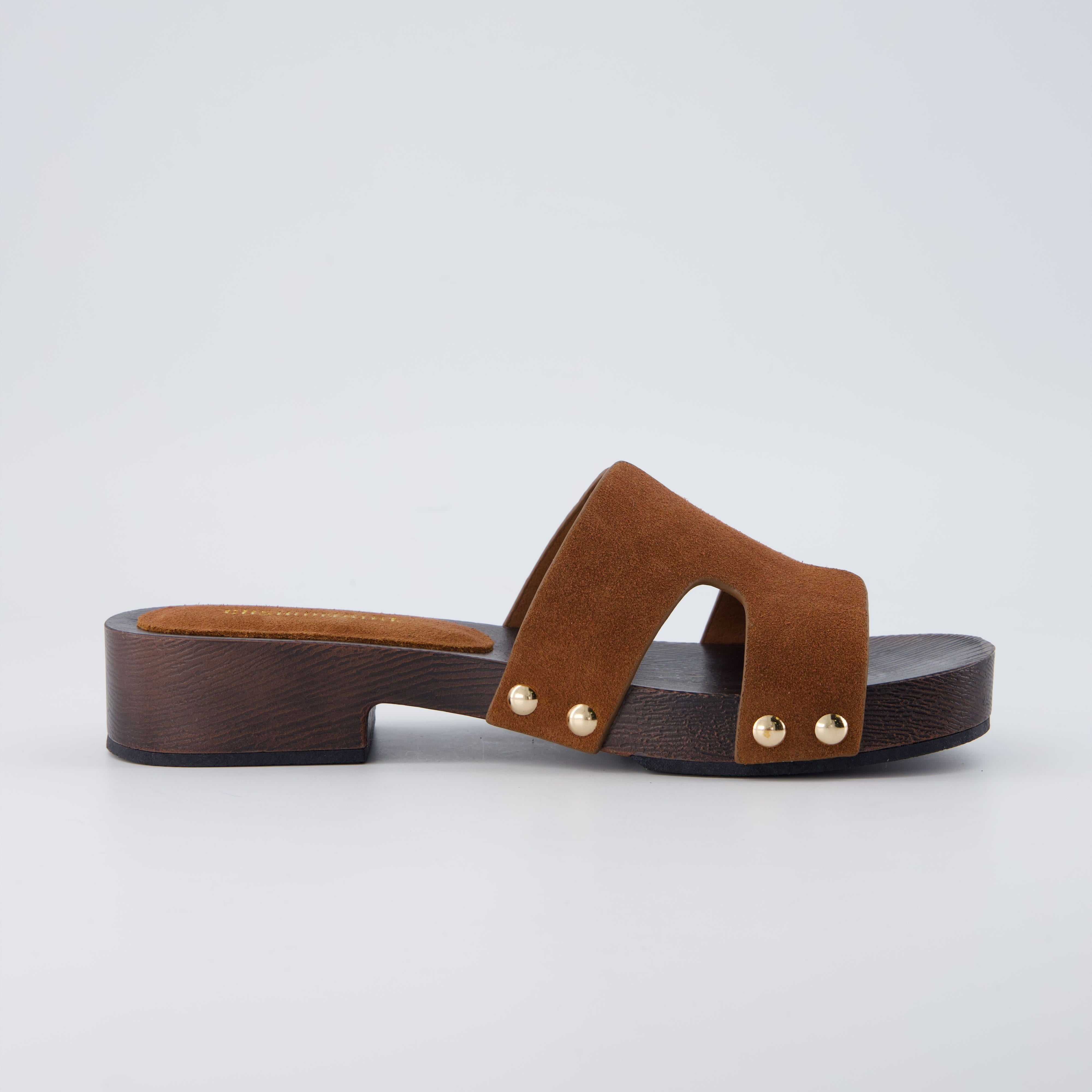 Thai-L Genuine Leather Platform Sandals Cognac Medium
