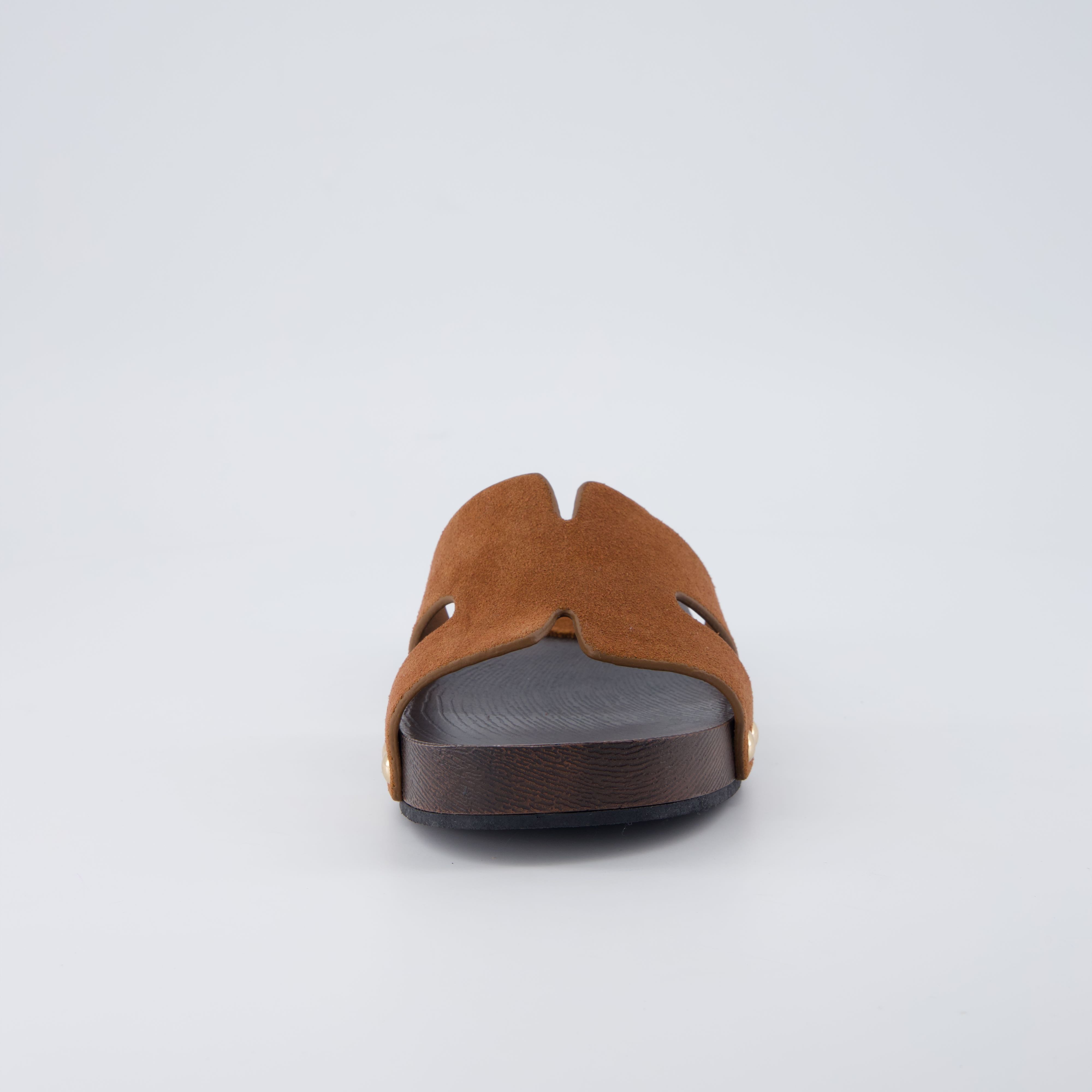 Thai-L Genuine Leather Platform Sandals Cognac Medium