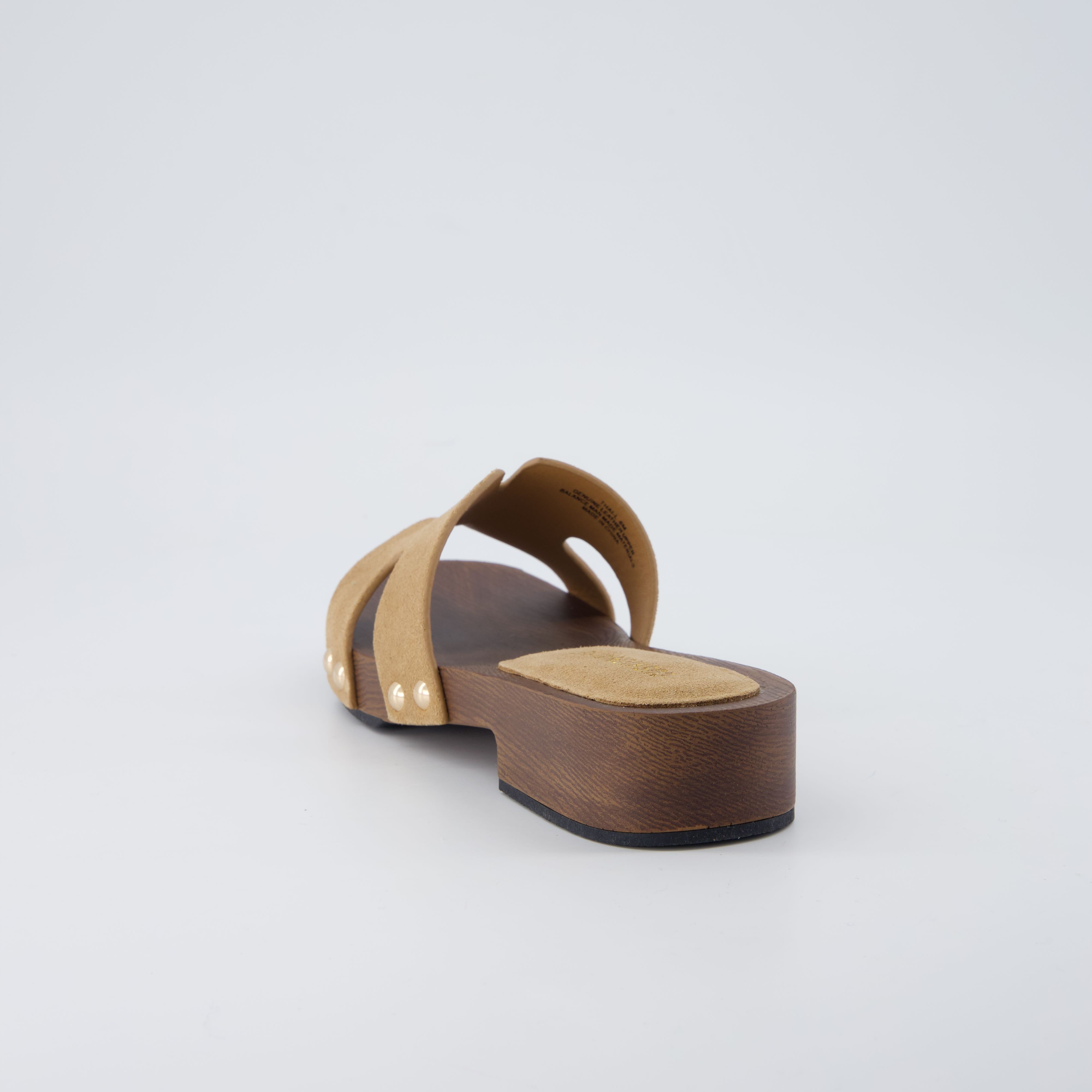 Thai-L Genuine Leather Platform Sandals Taupe Medium