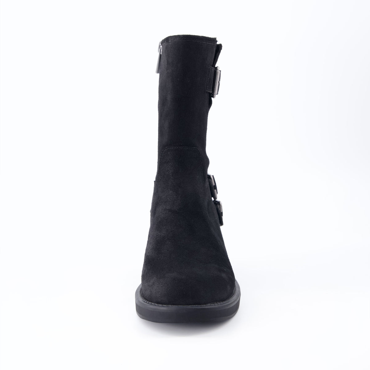 Tidy Suede Moto Boots Black