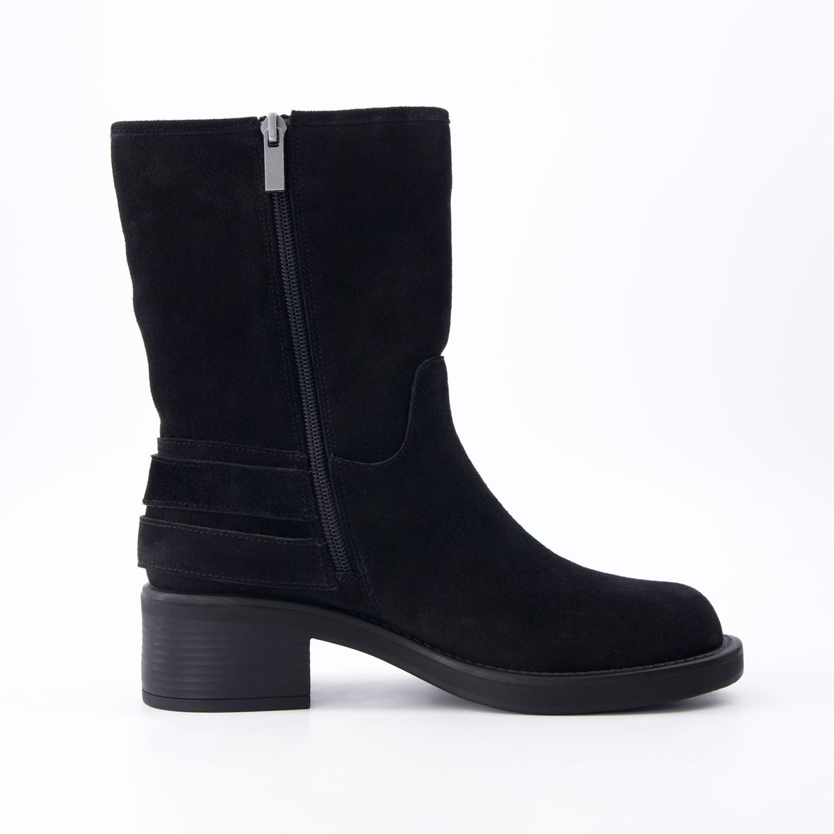 Tidy Suede Moto Boots Black