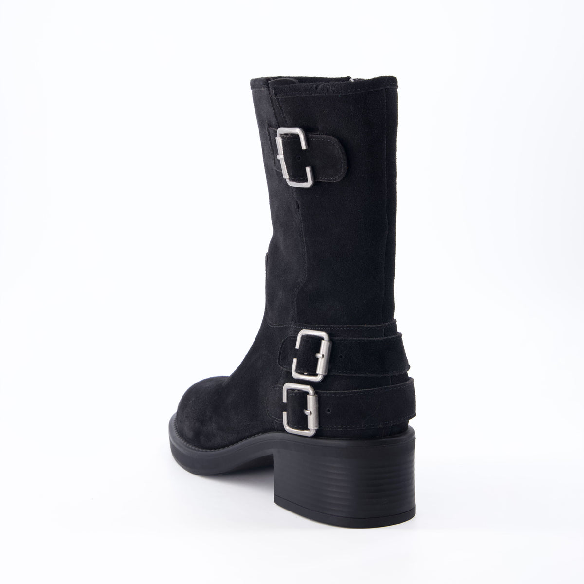 Tidy Suede Moto Boots Black