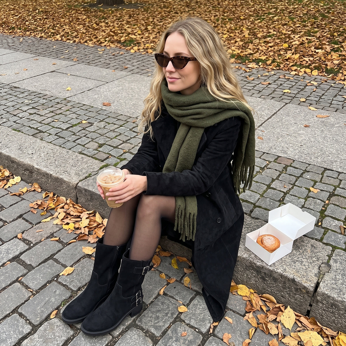 Tidy Suede Moto Boots Black