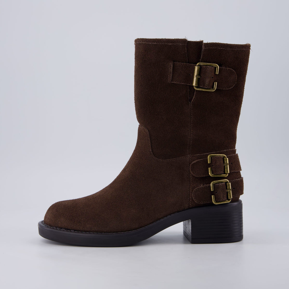 Tidy Suede Moto Boots Brown