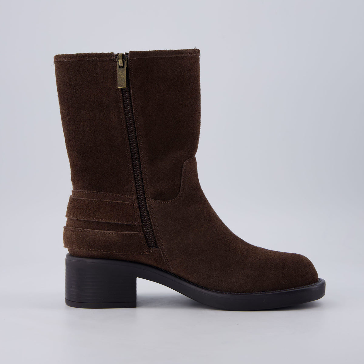Tidy Suede Moto Boots Brown