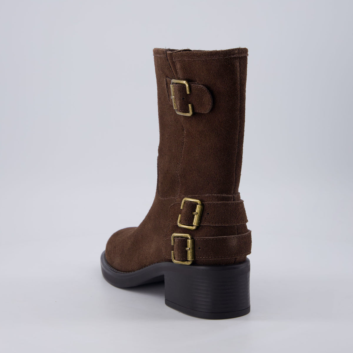 Tidy Suede Moto Boots Brown