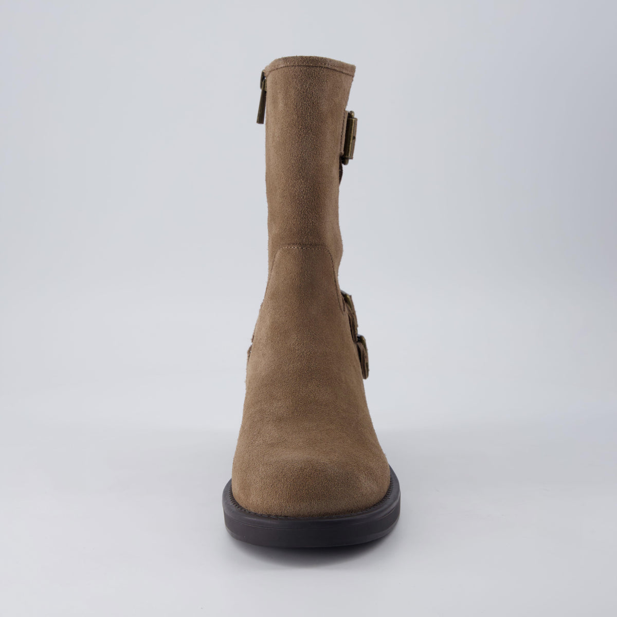 Tidy Suede Moto Boots Taupe