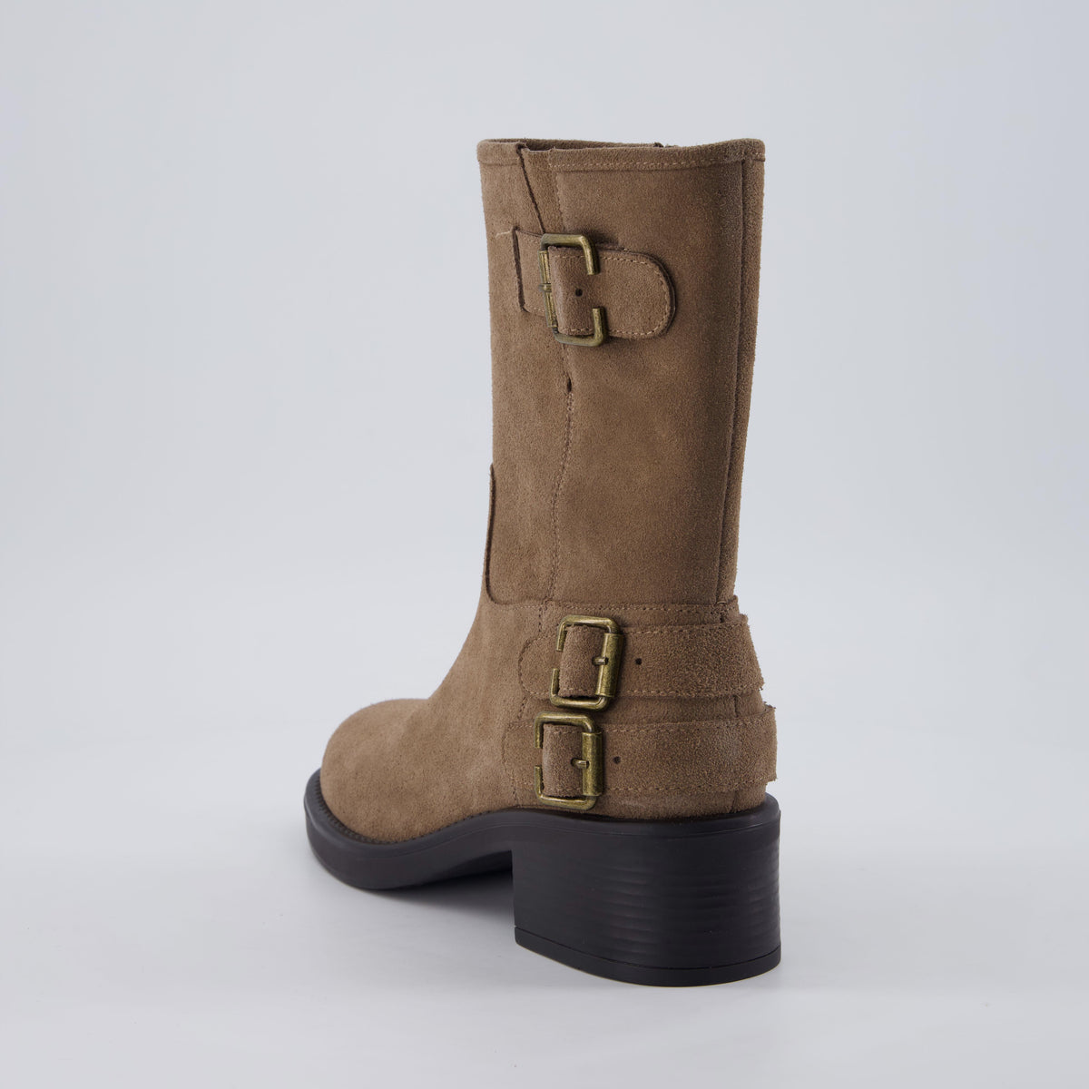 Tidy Suede Moto Boots Taupe