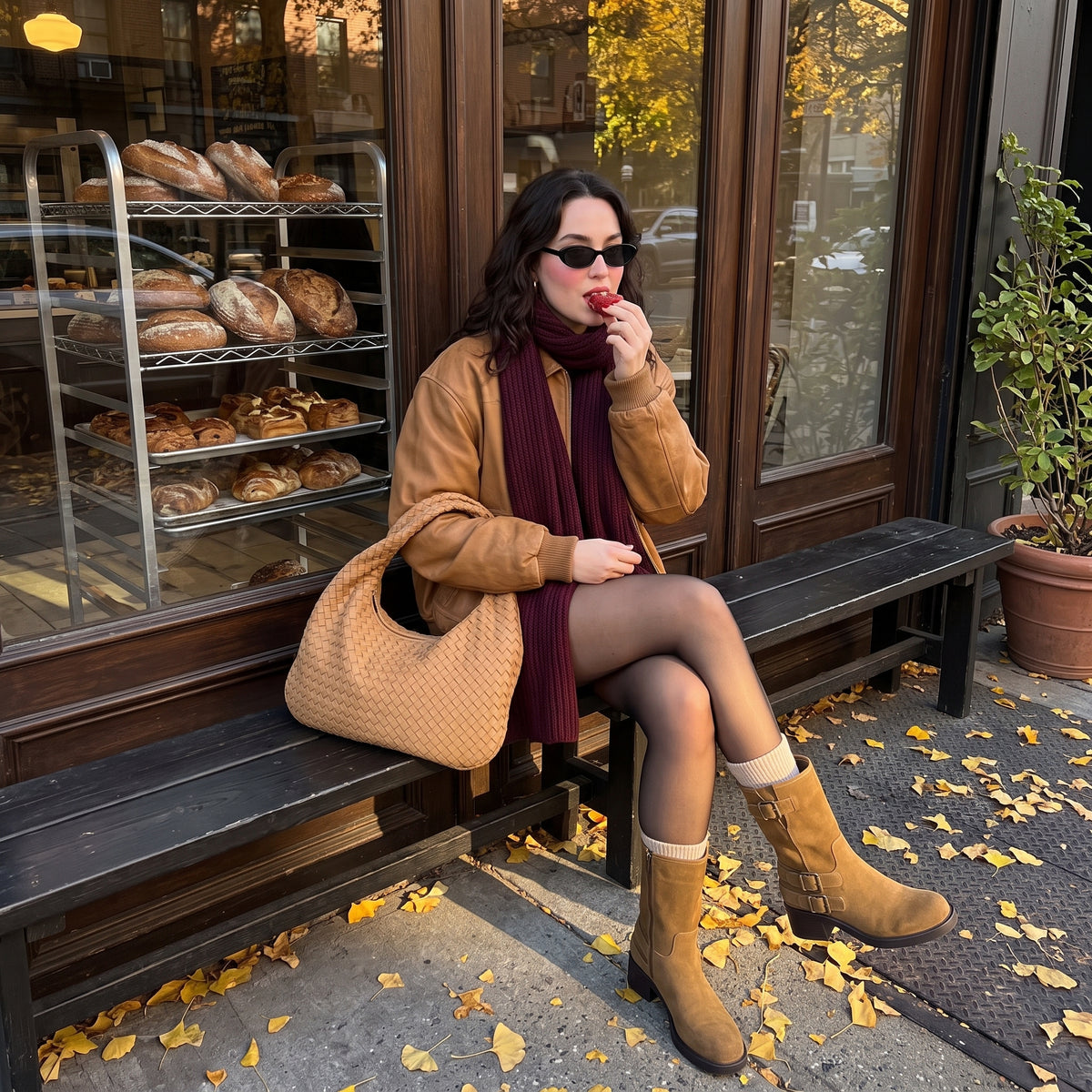 Tidy Suede Moto Boots Tobacco
