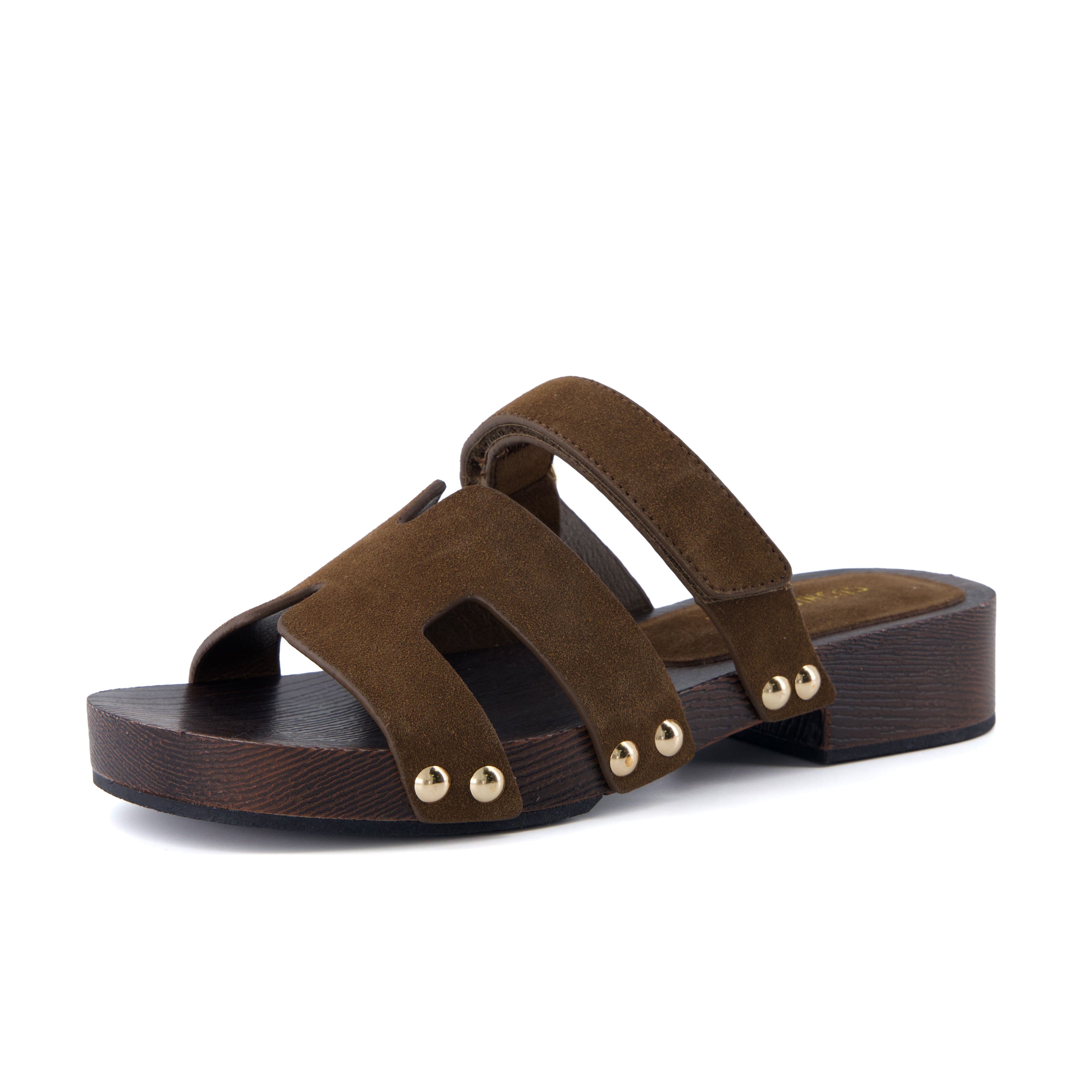 Tokyo Genuine Suede Sandals Brown