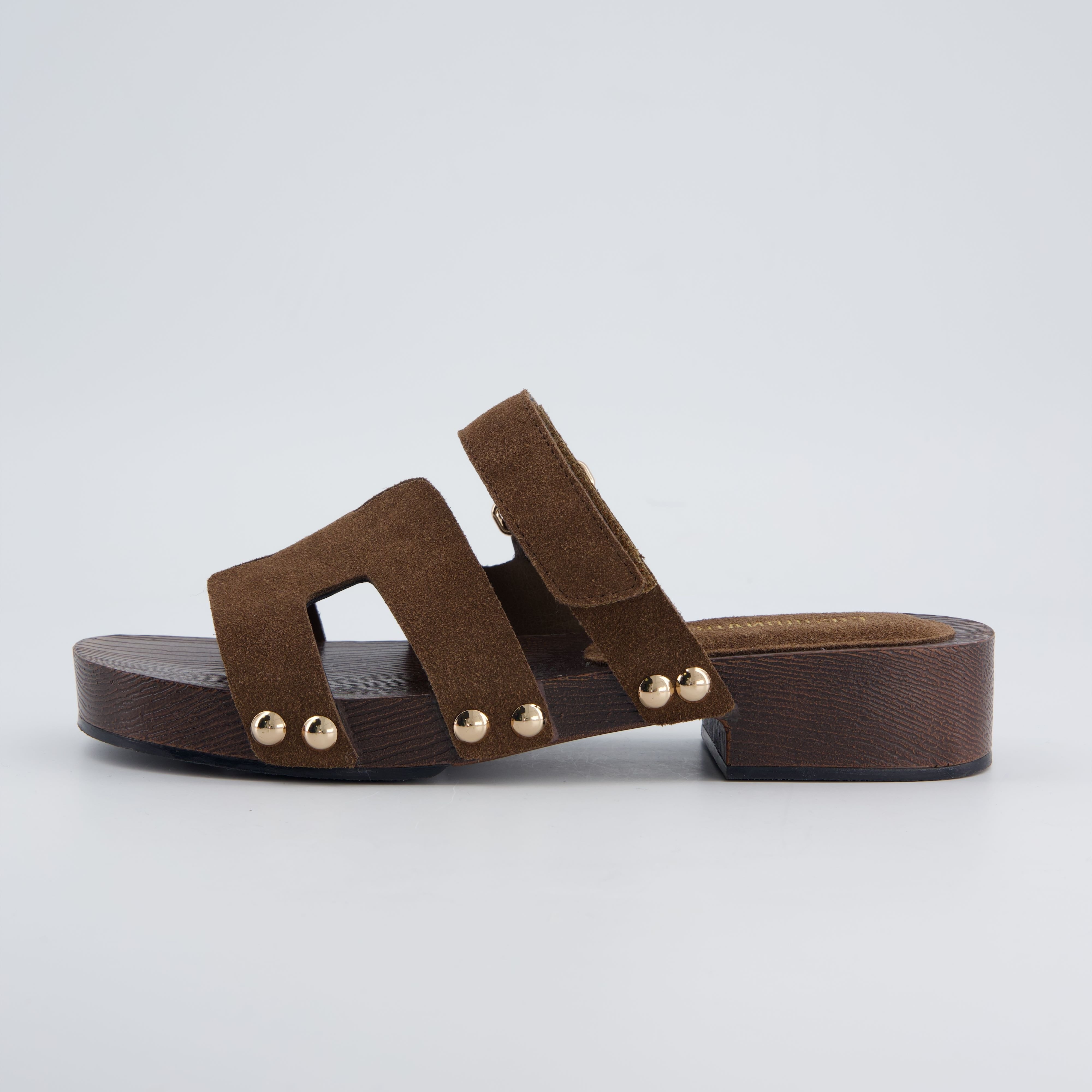 Tokyo Genuine Suede Sandals Dark Brown