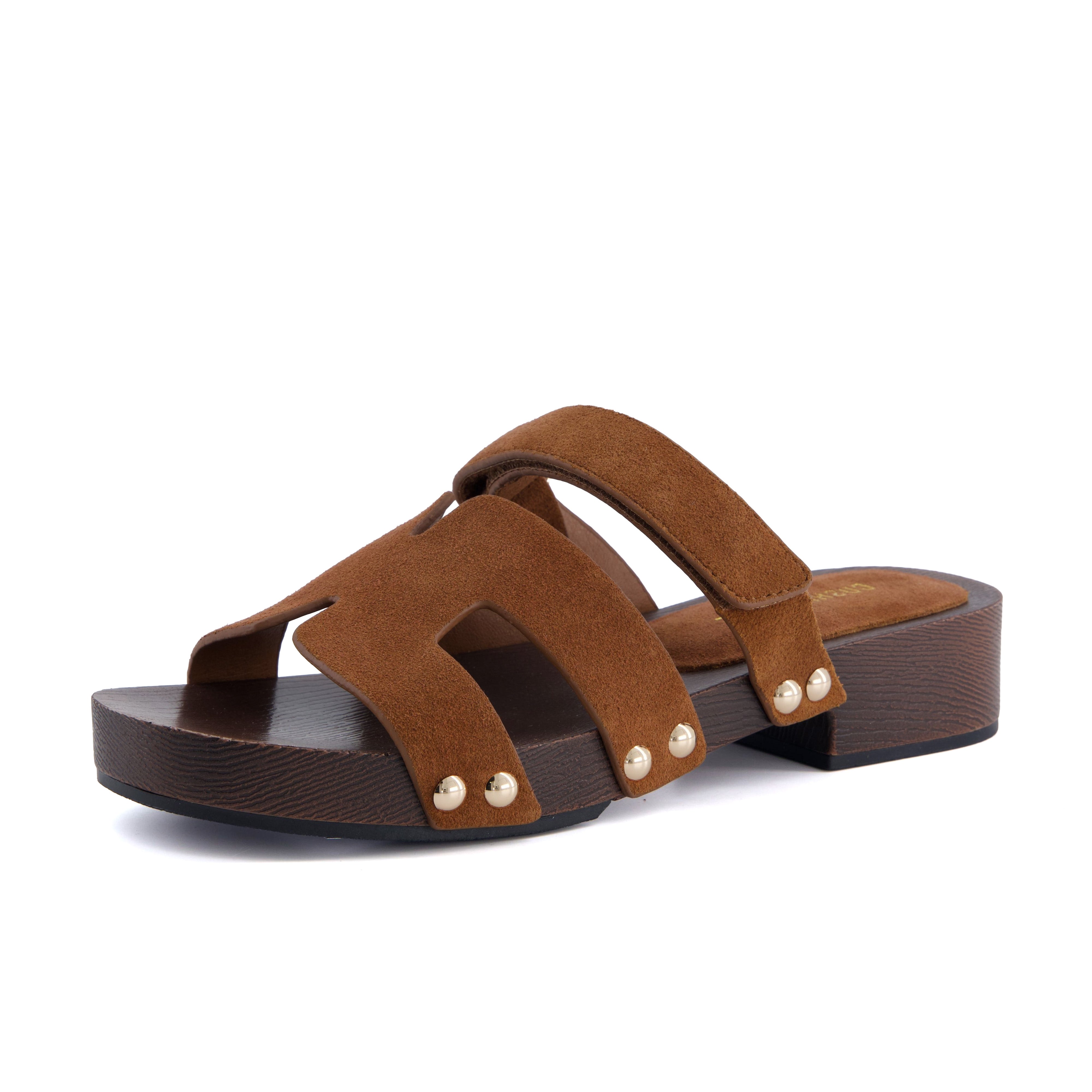 Tokyo Genuine Suede Sandals Cognac