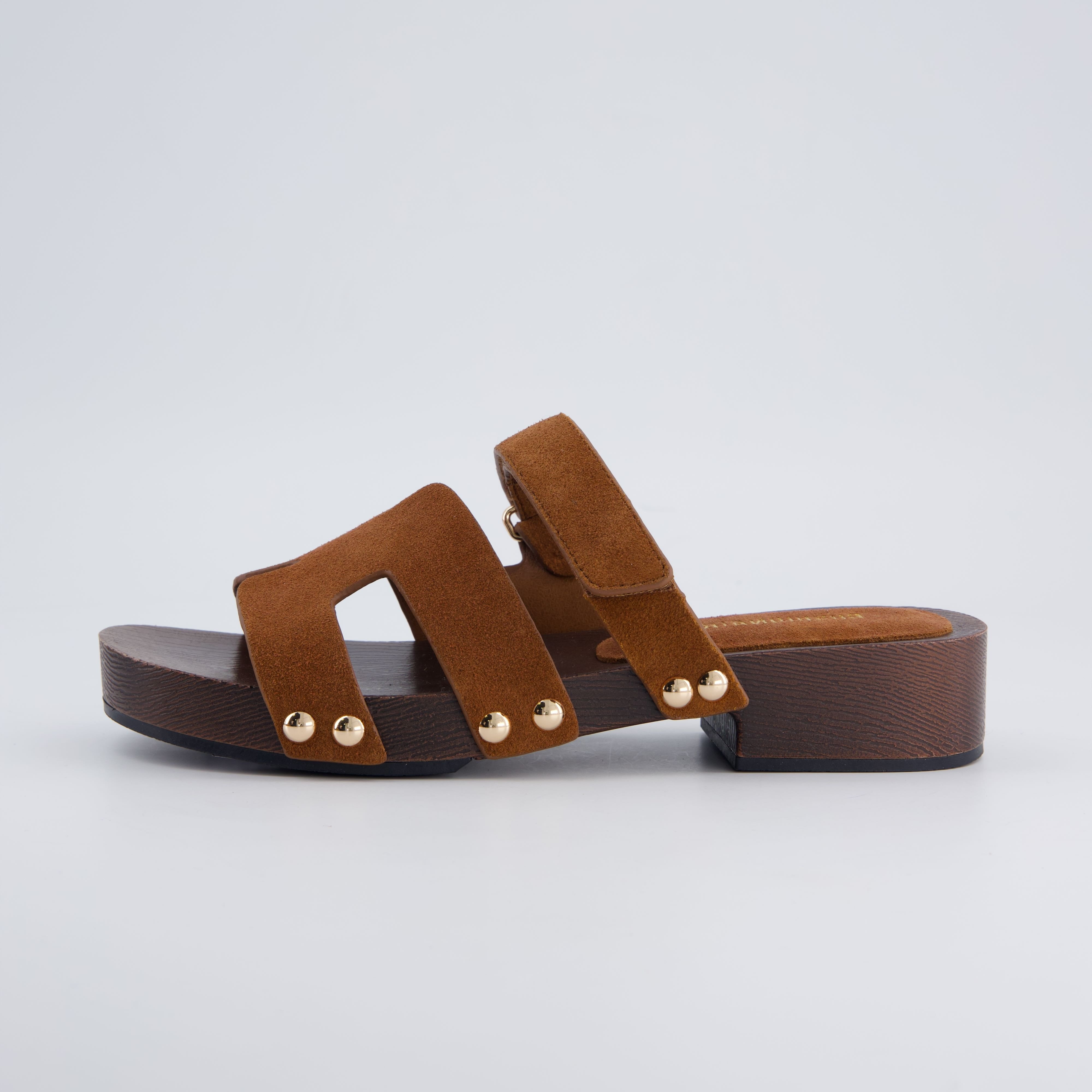 Cushionaire Tokyo 100% Genuine Leather Suede Platform Sandals for