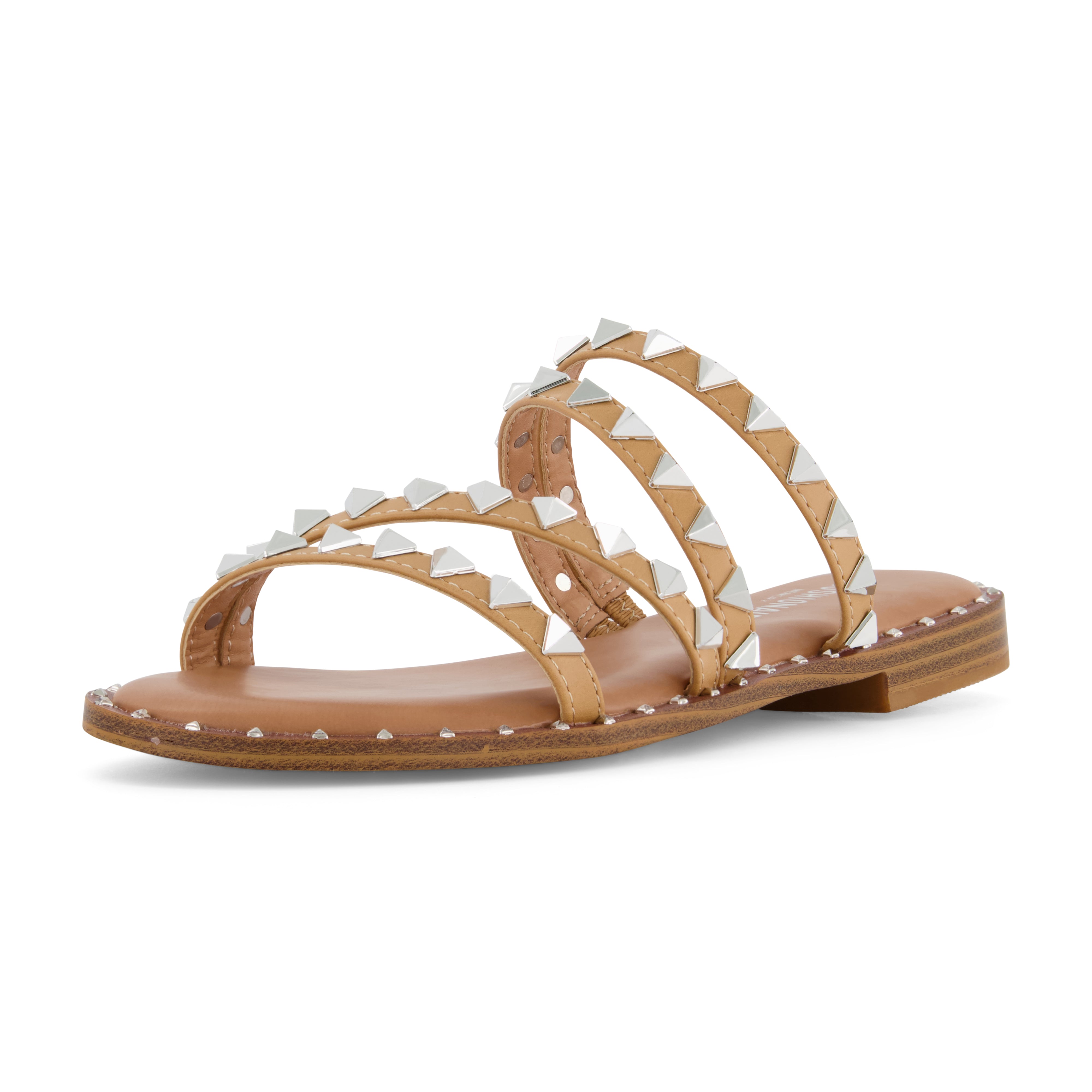 Tonya Studded Flat Sandal Tan
