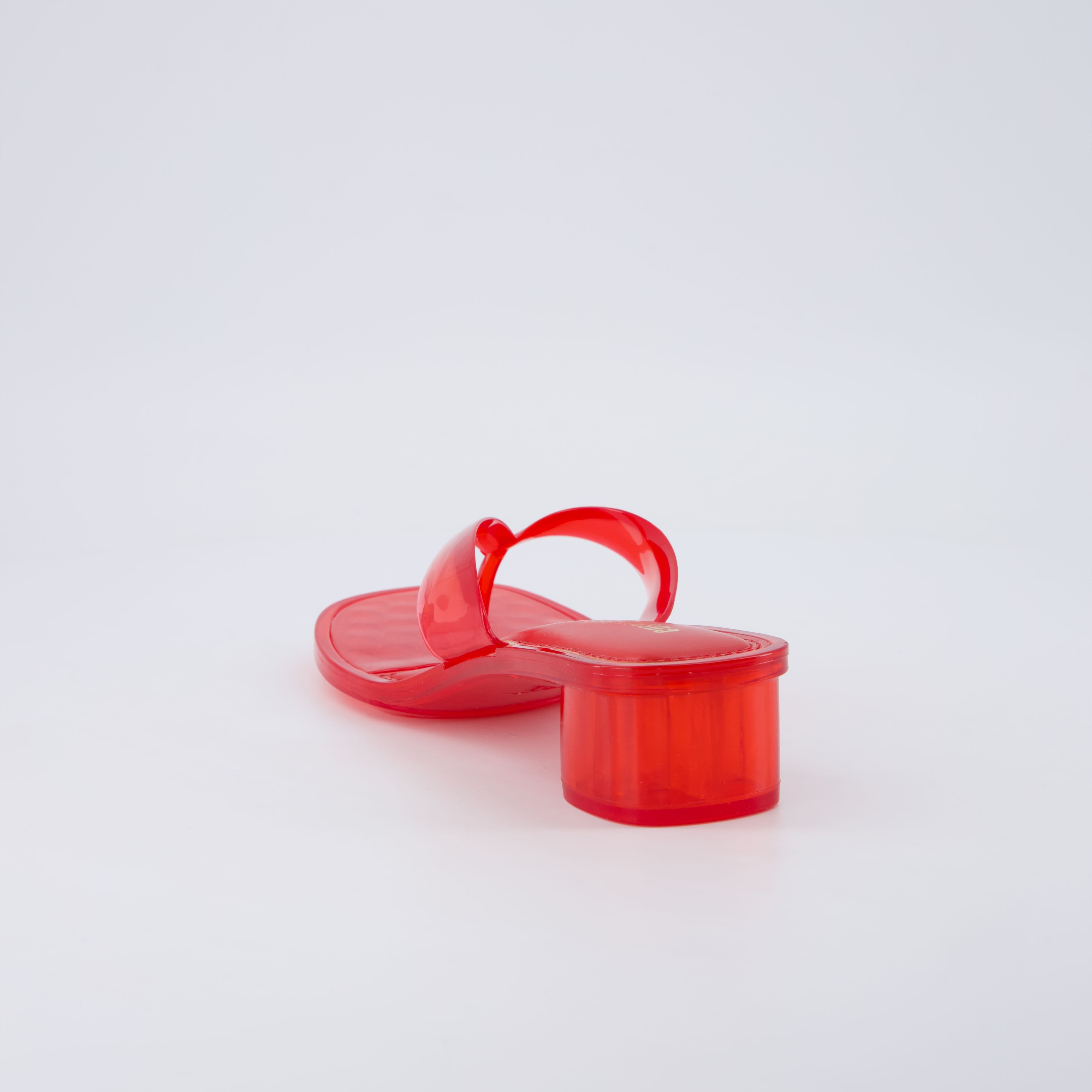 Toots Thong Strap Jelly Sandals RED Medium
