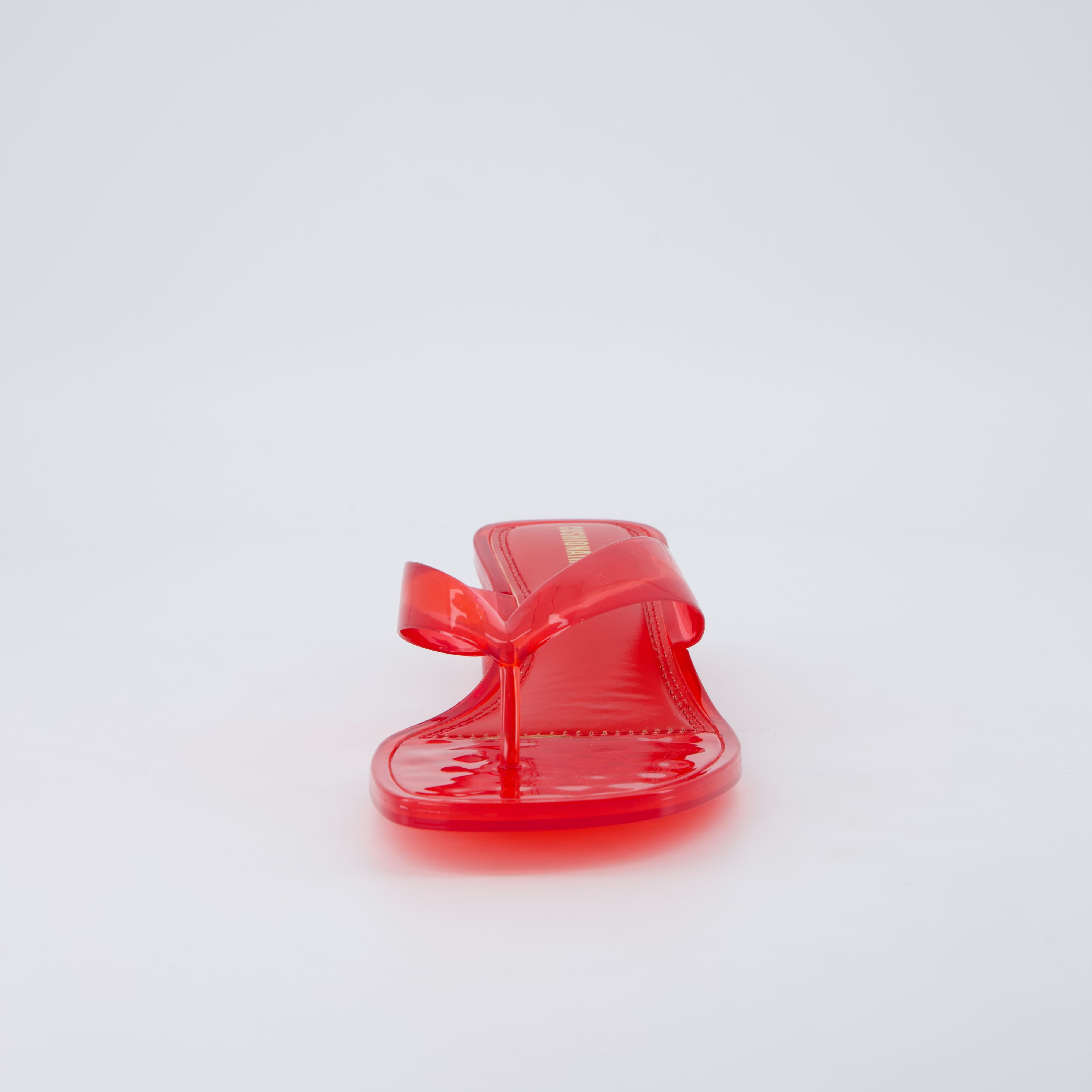 Toots Thong Strap Jelly Sandals RED Medium