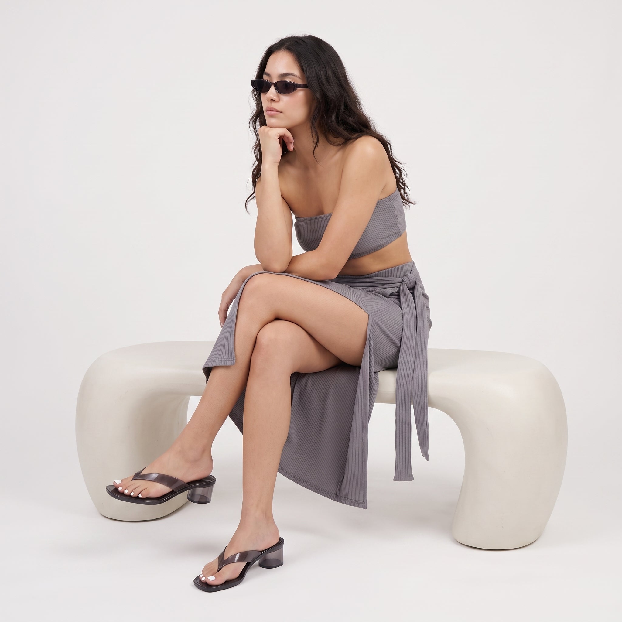 Toots Jelly Block Heel Sandals Smoke Medium
