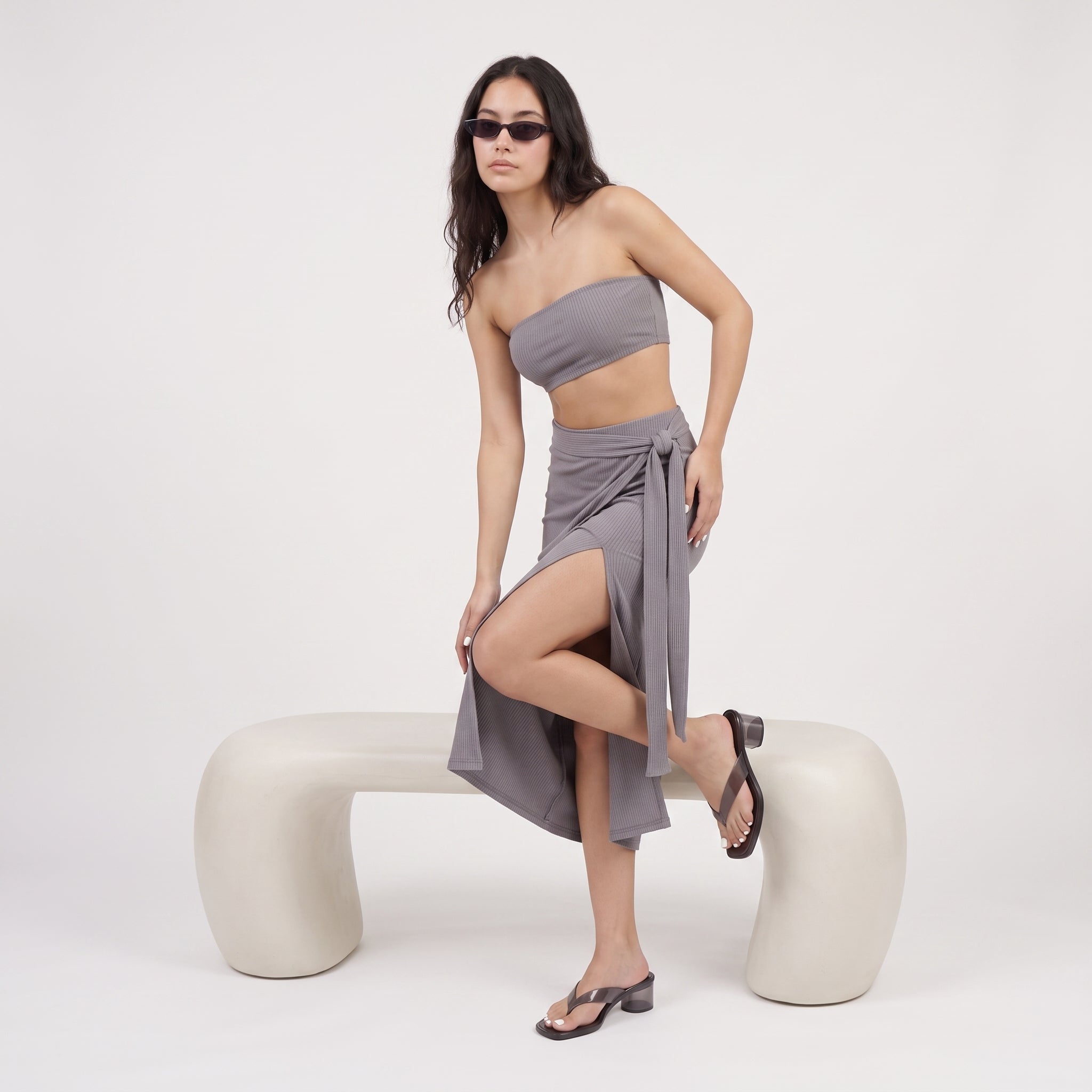 Toots Jelly Block Heel Sandals Smoke Medium