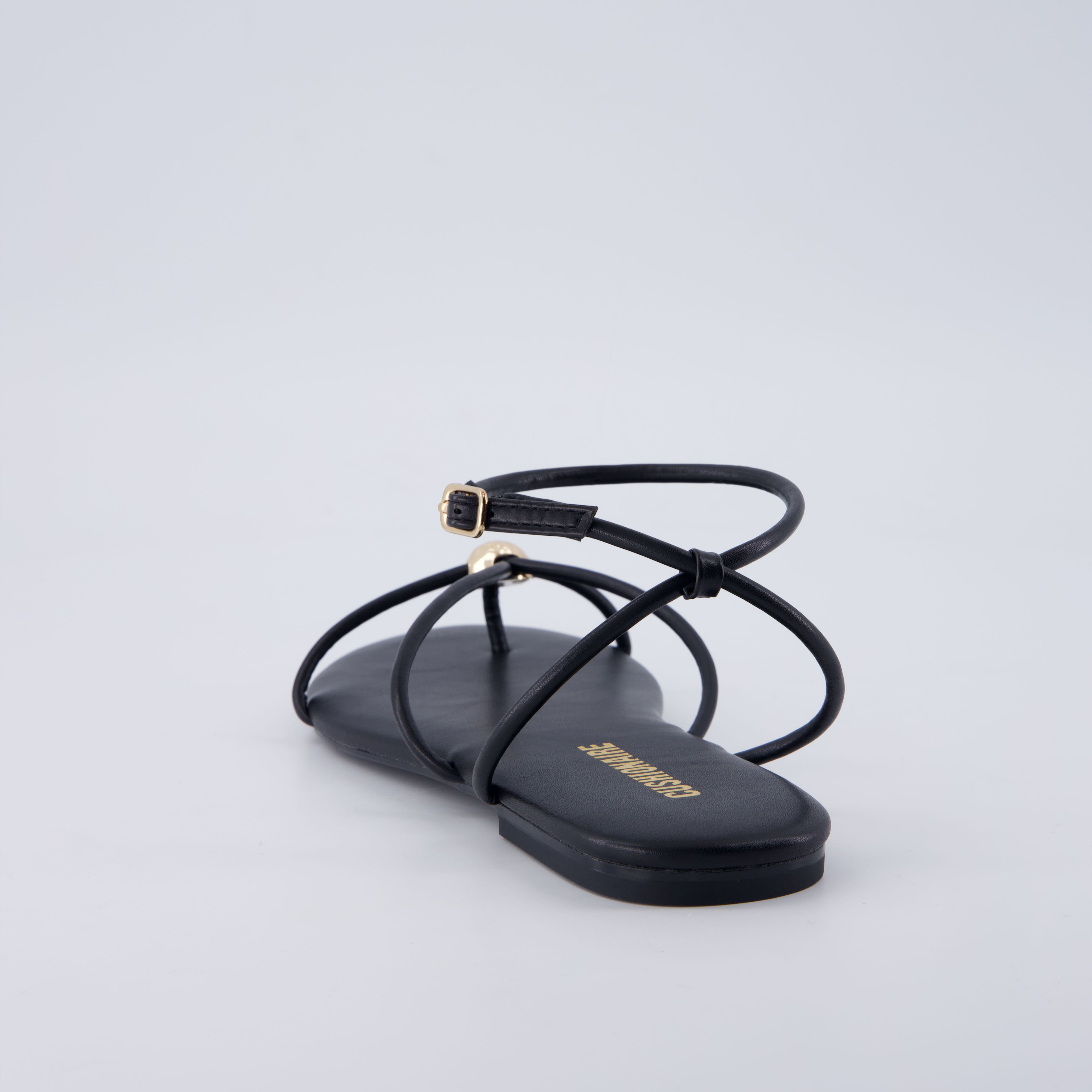 Tory Strappy Flat Sandals Black Medium