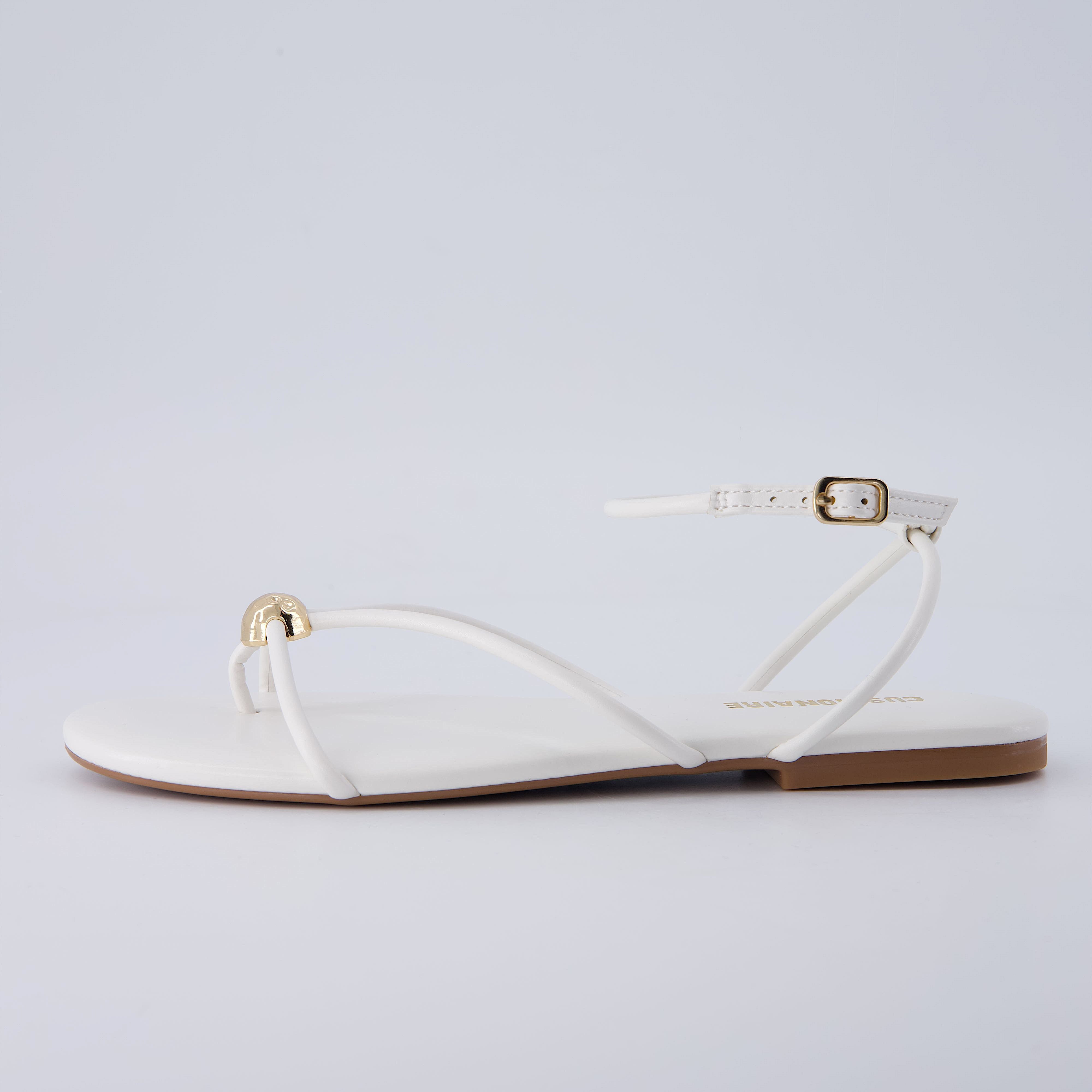 Tory Strappy Flat Sandals Ivory Medium