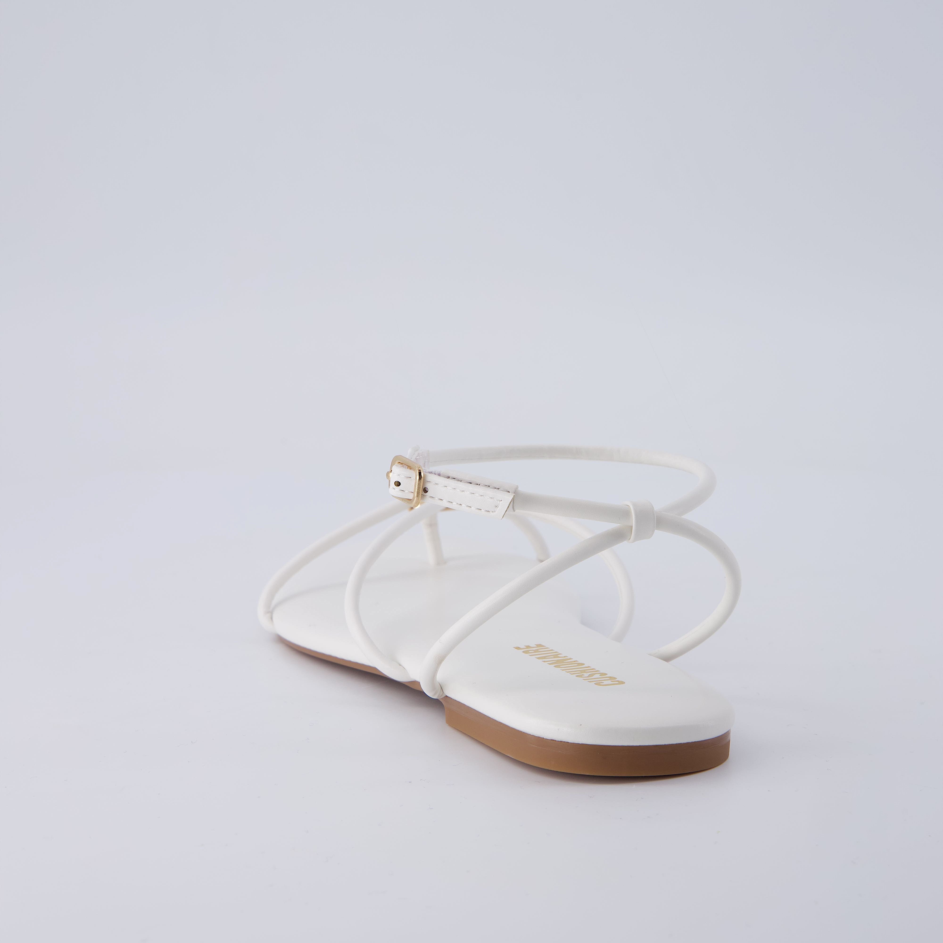 Tory Strappy Flat Sandals Ivory Medium