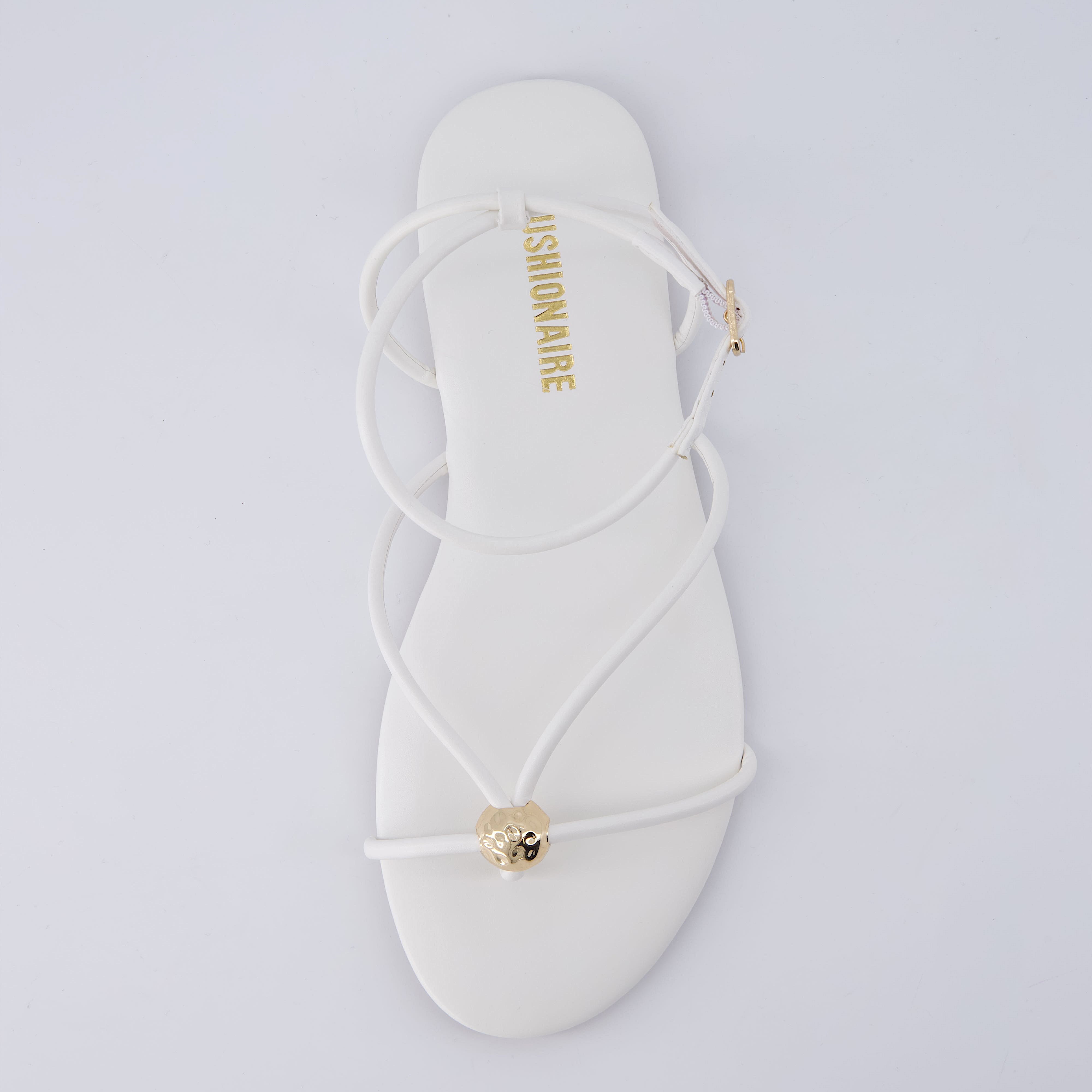 Tory Strappy Flat Sandals Ivory Medium