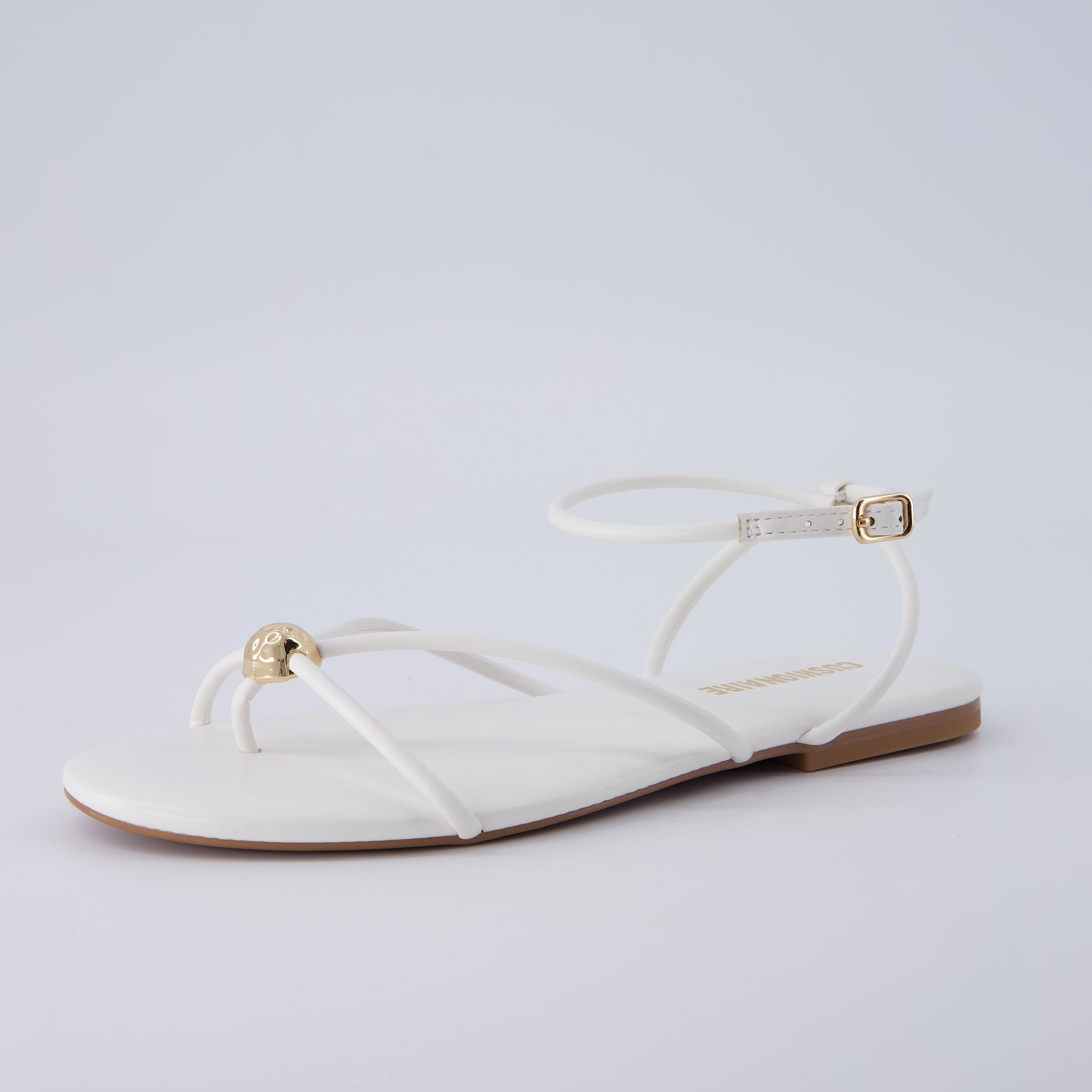 Tory Strappy Flat Sandals Ivory Medium