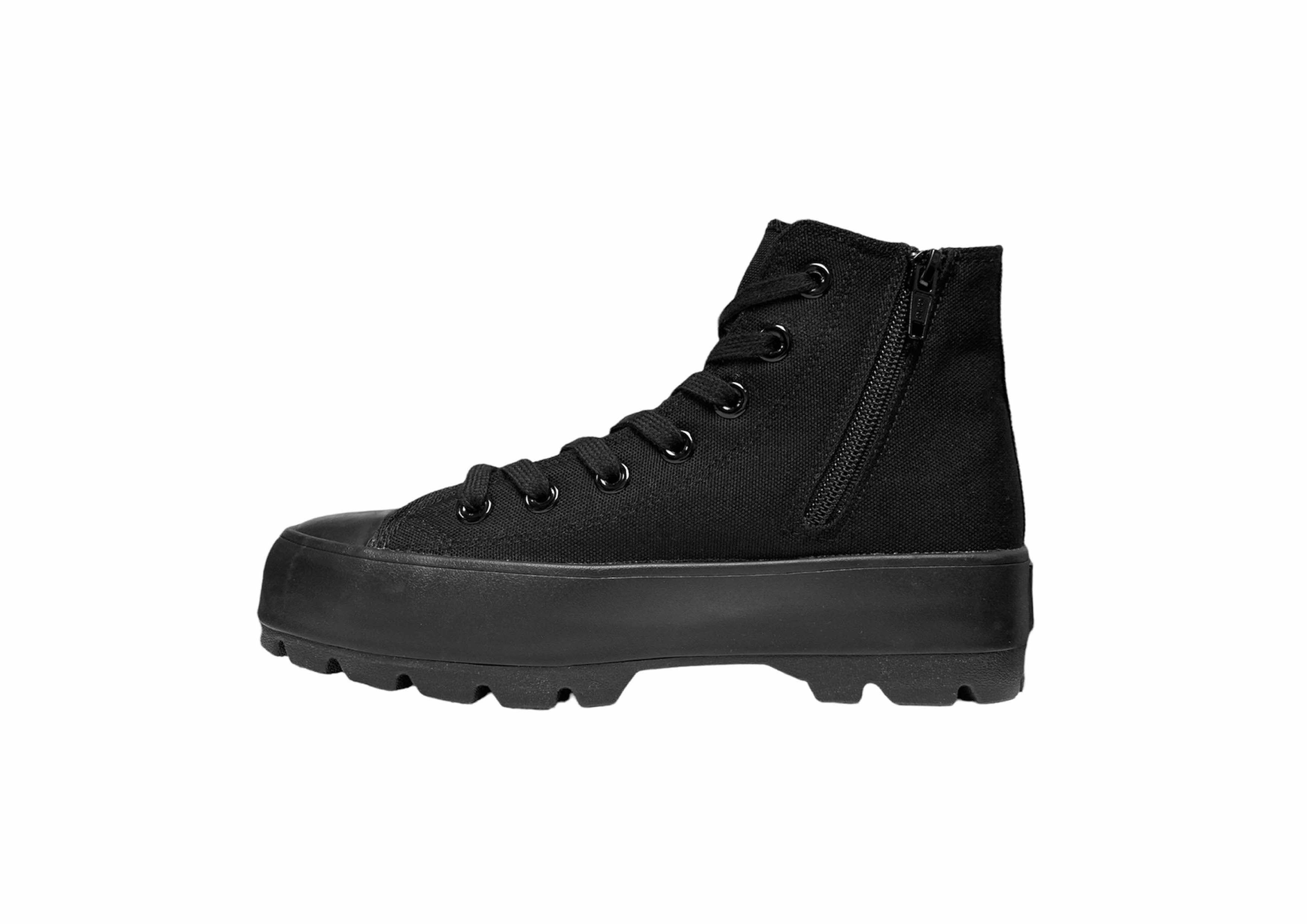 Vespa Lug Canvas Sneaker Black Black