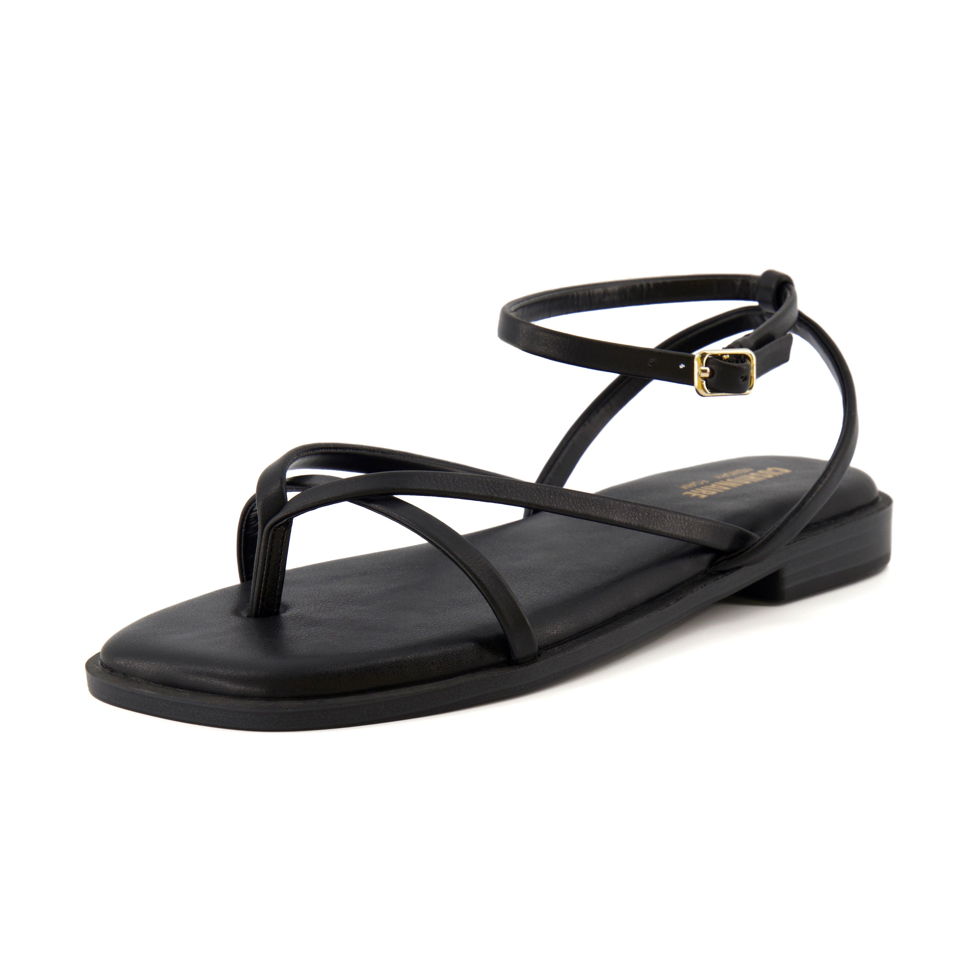 Vida Strappy Flat Sandal Black