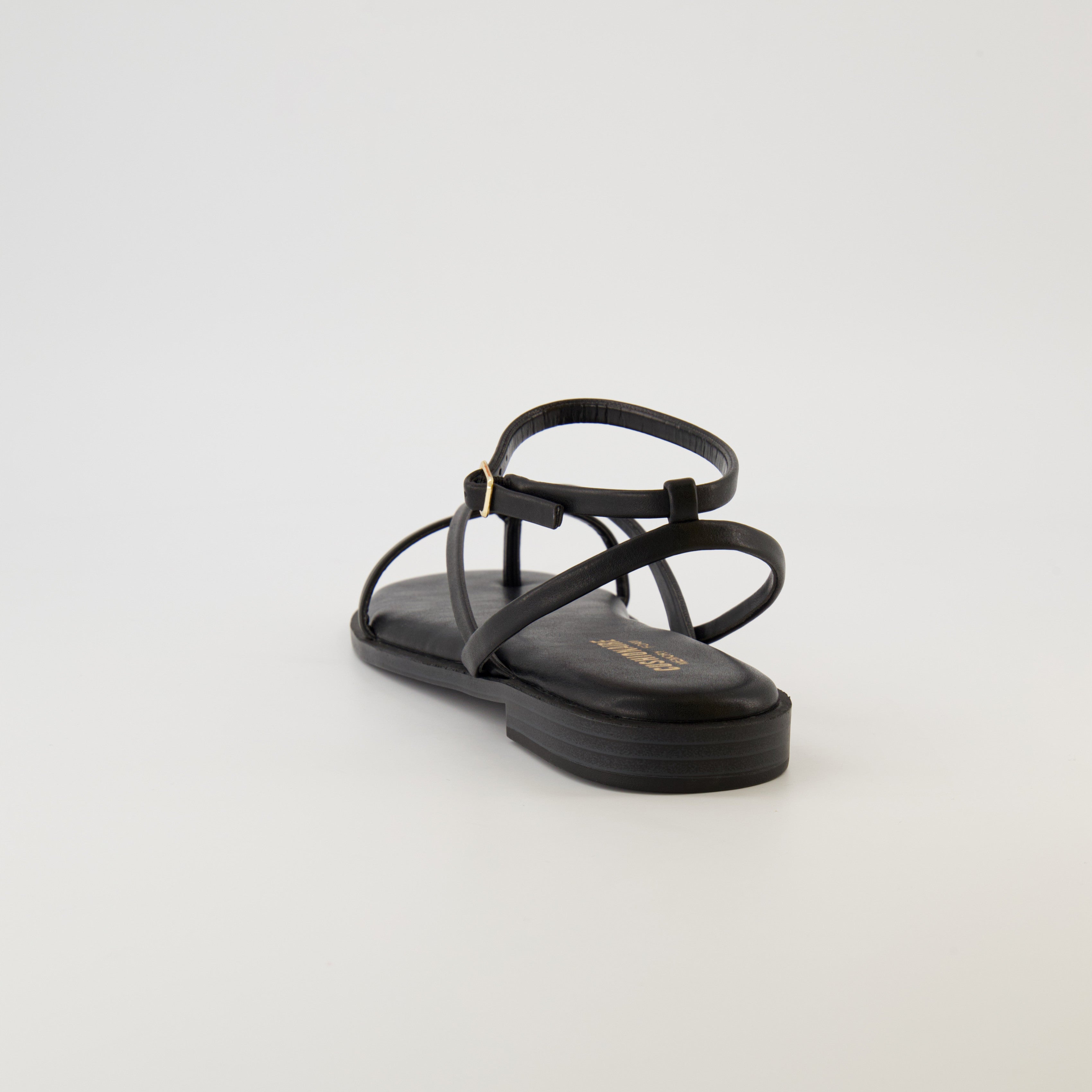 Vida Strappy Flat Sandal Black