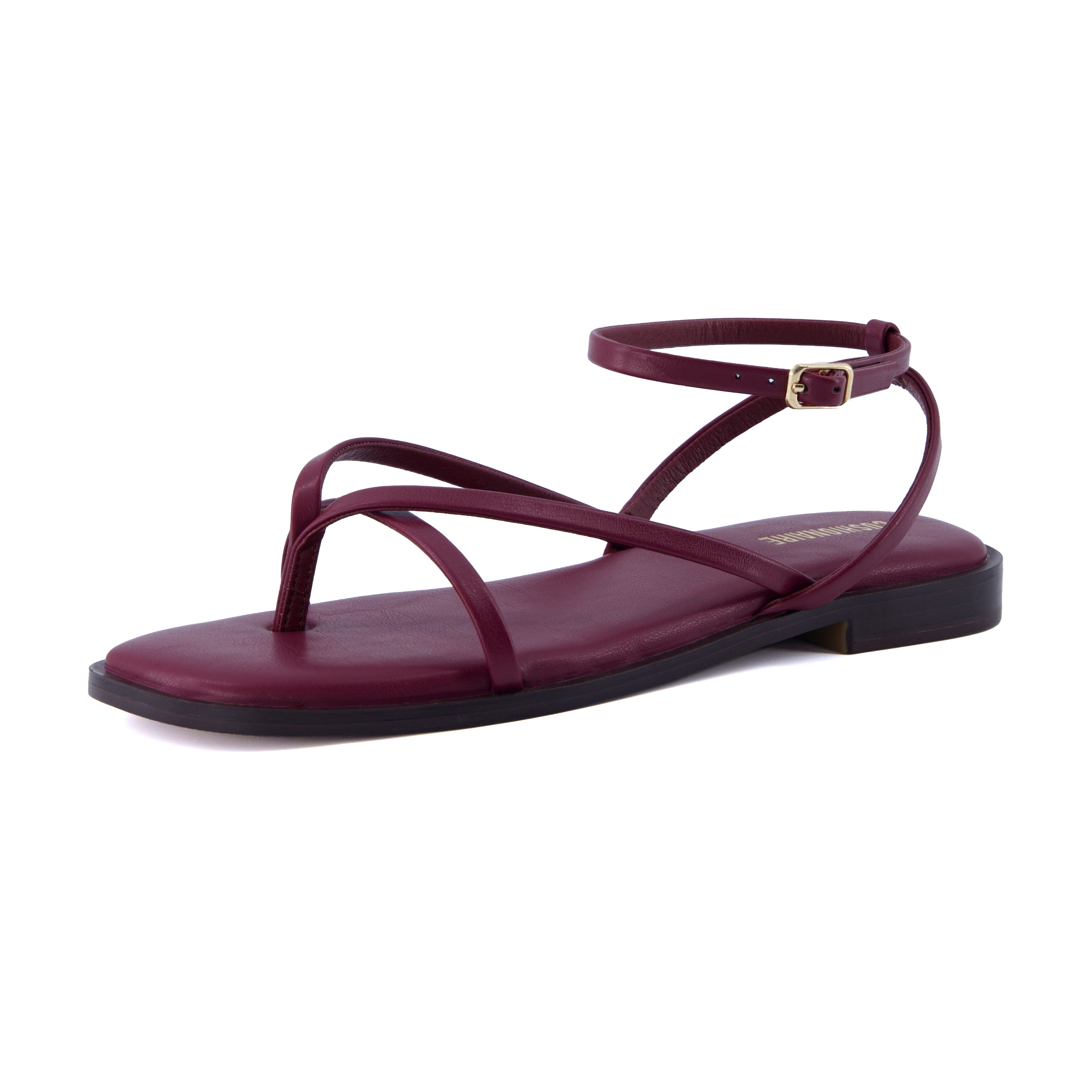 Vida Strappy Flat Sandal Burgundy
