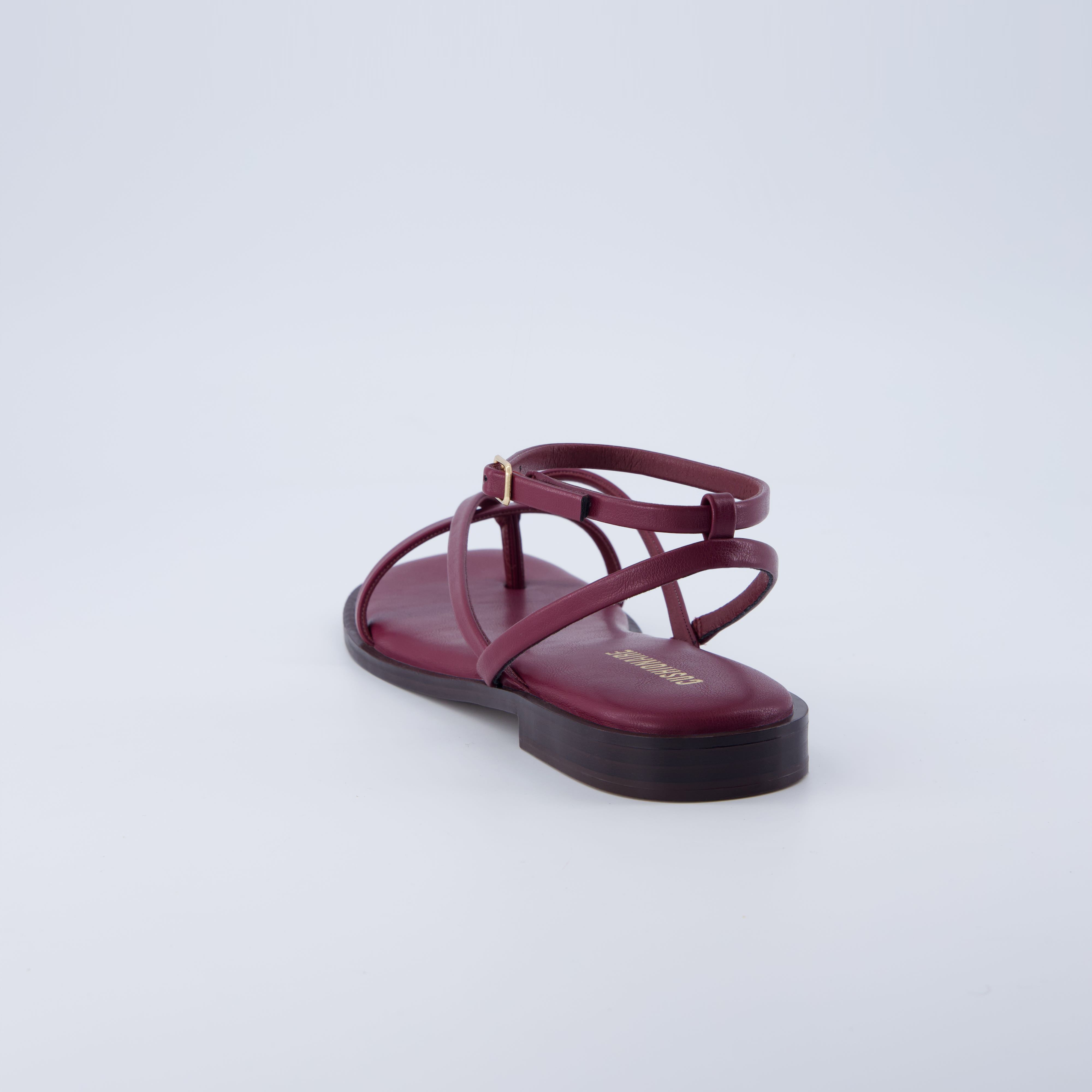 Vida Strappy Flat Sandal Burgundy