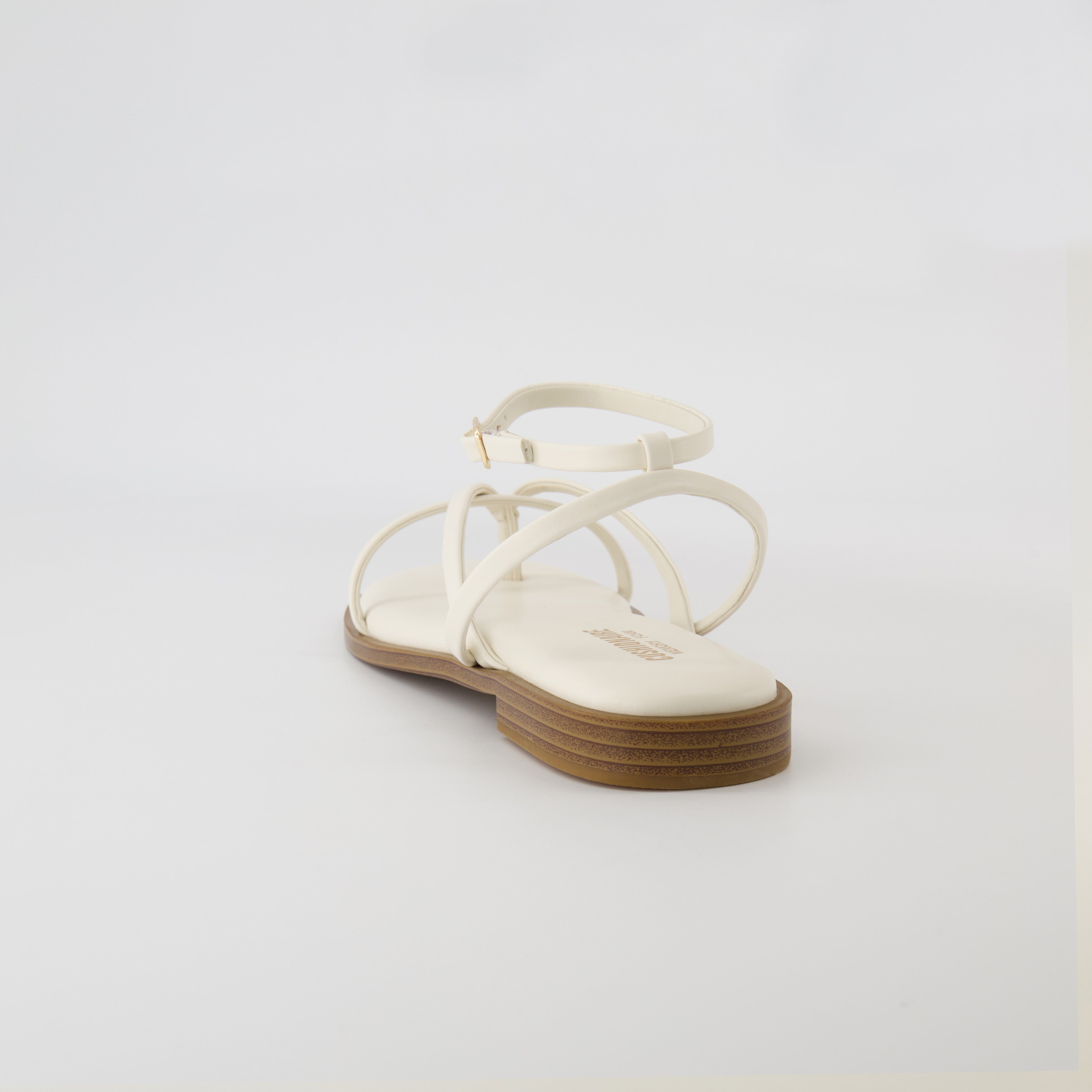 Vida Strappy Flat Sandal Cream