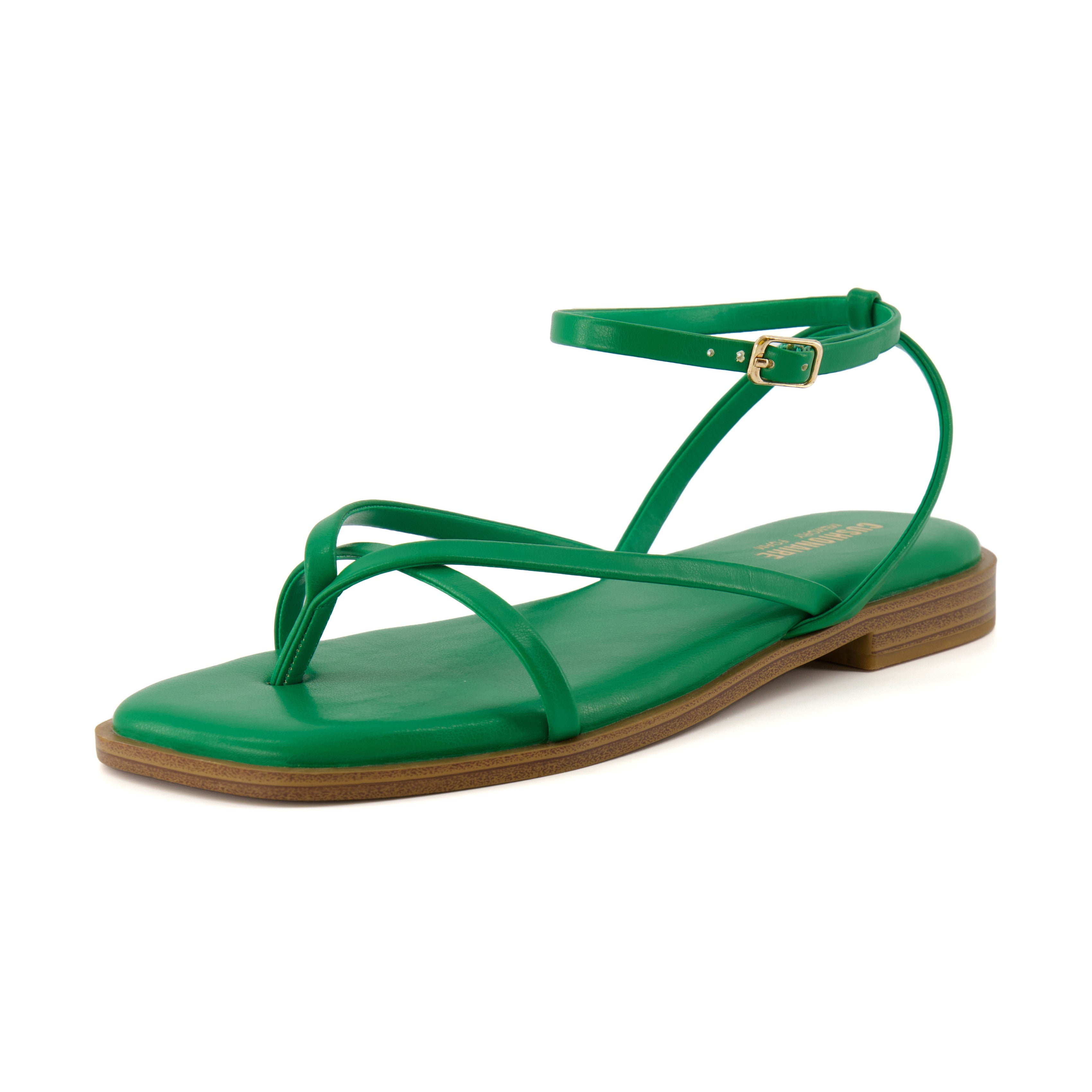 Vida Strappy Flat Sandal Kelly Green