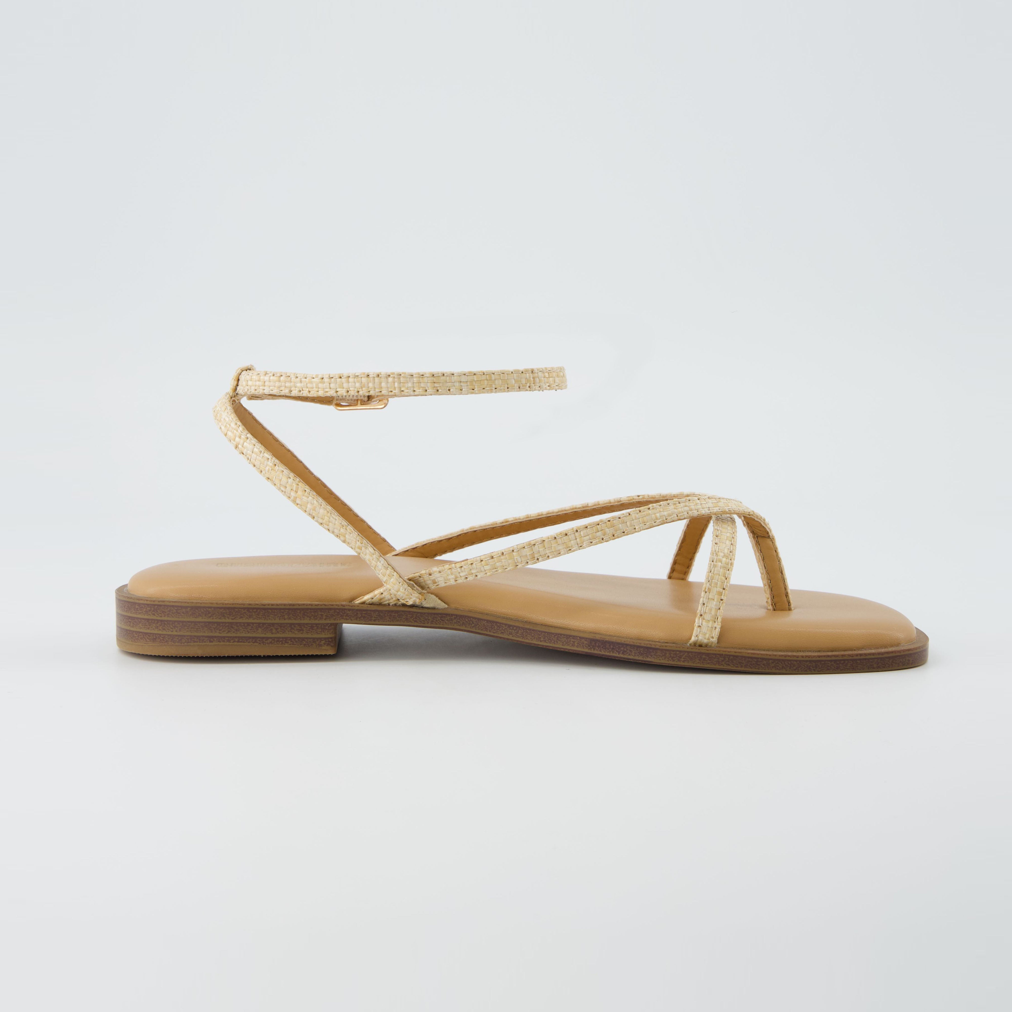 Vida Strappy Flat Sandal Natural