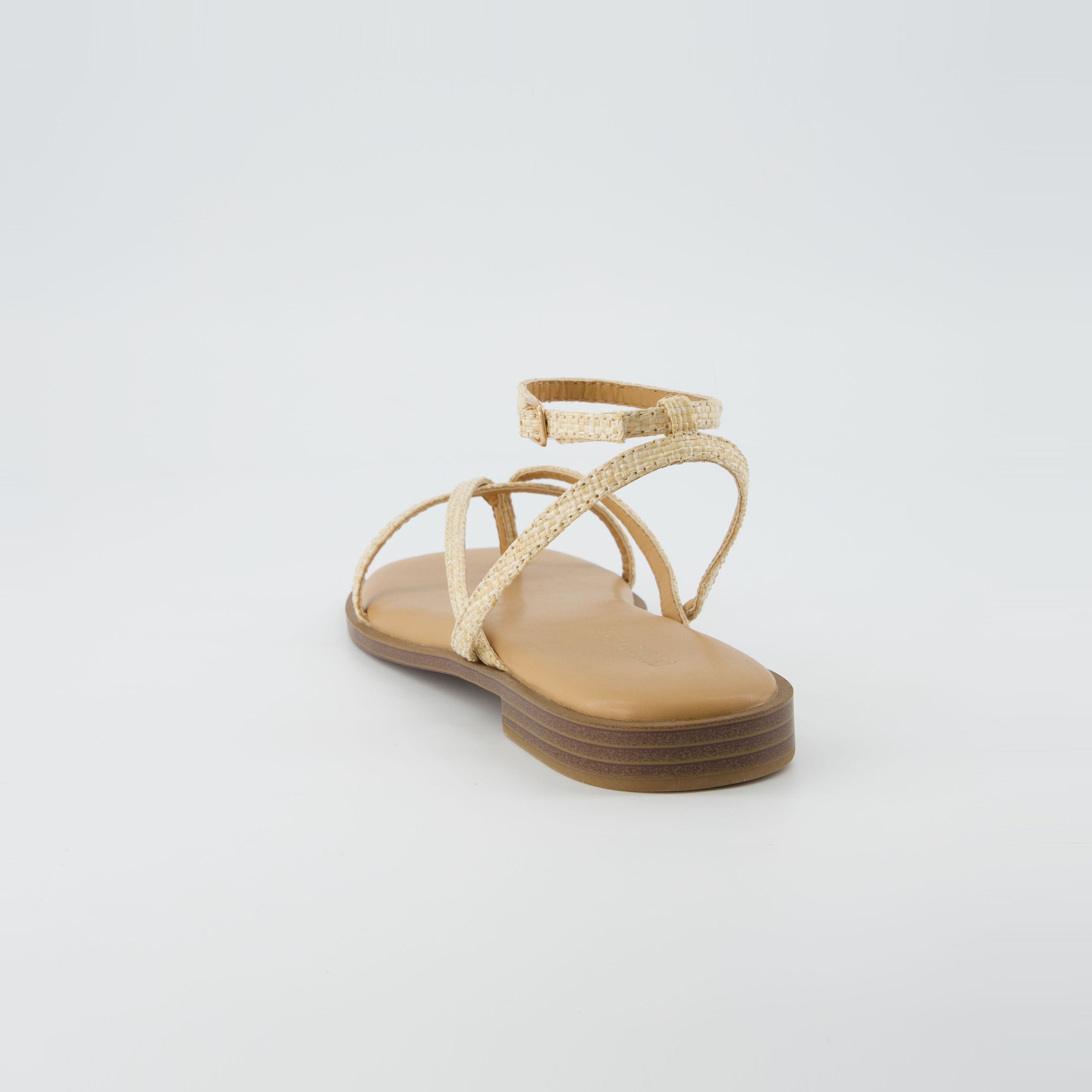 Vida Strappy Flat Sandal Natural