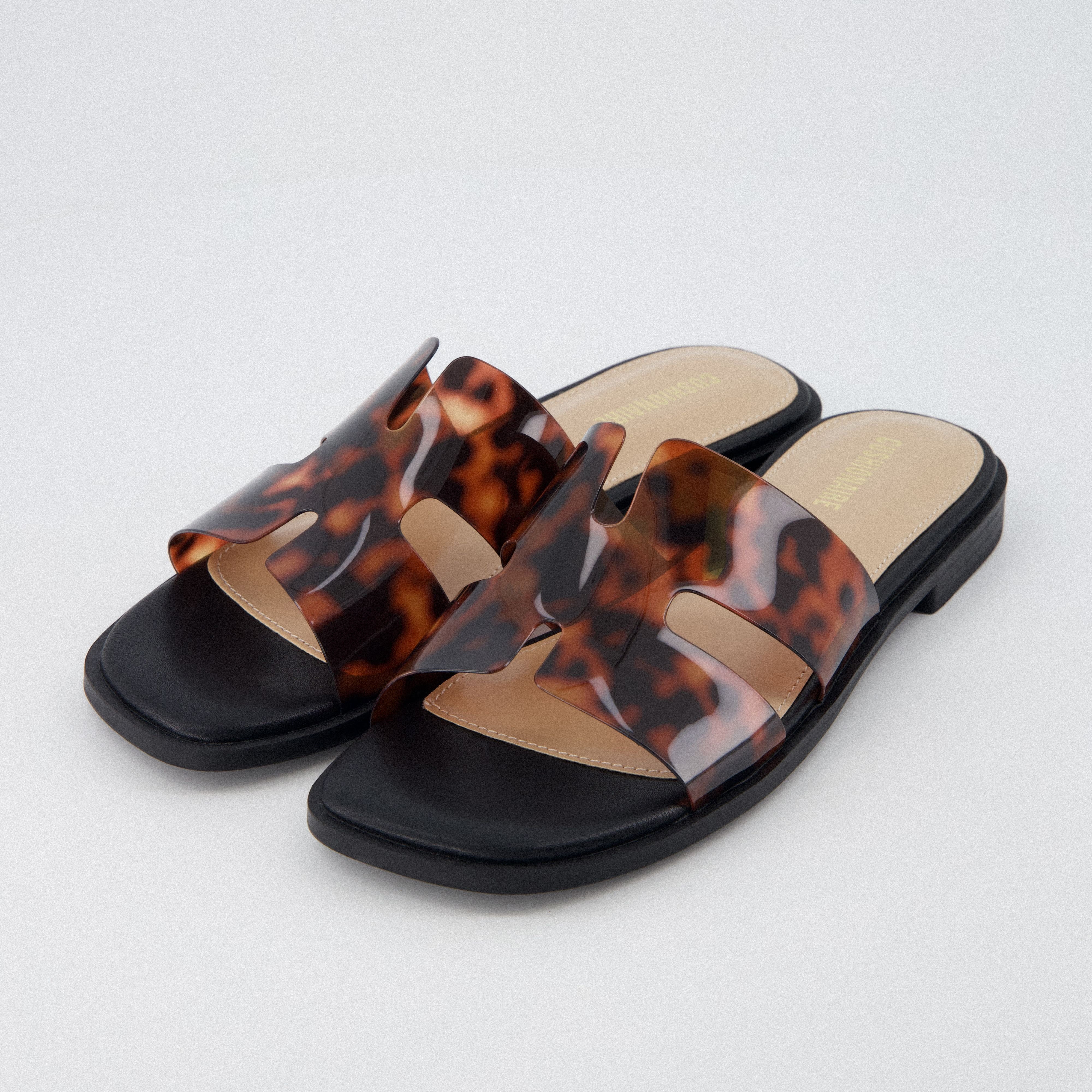 Voyage Cutout Strap Slides Tortoise