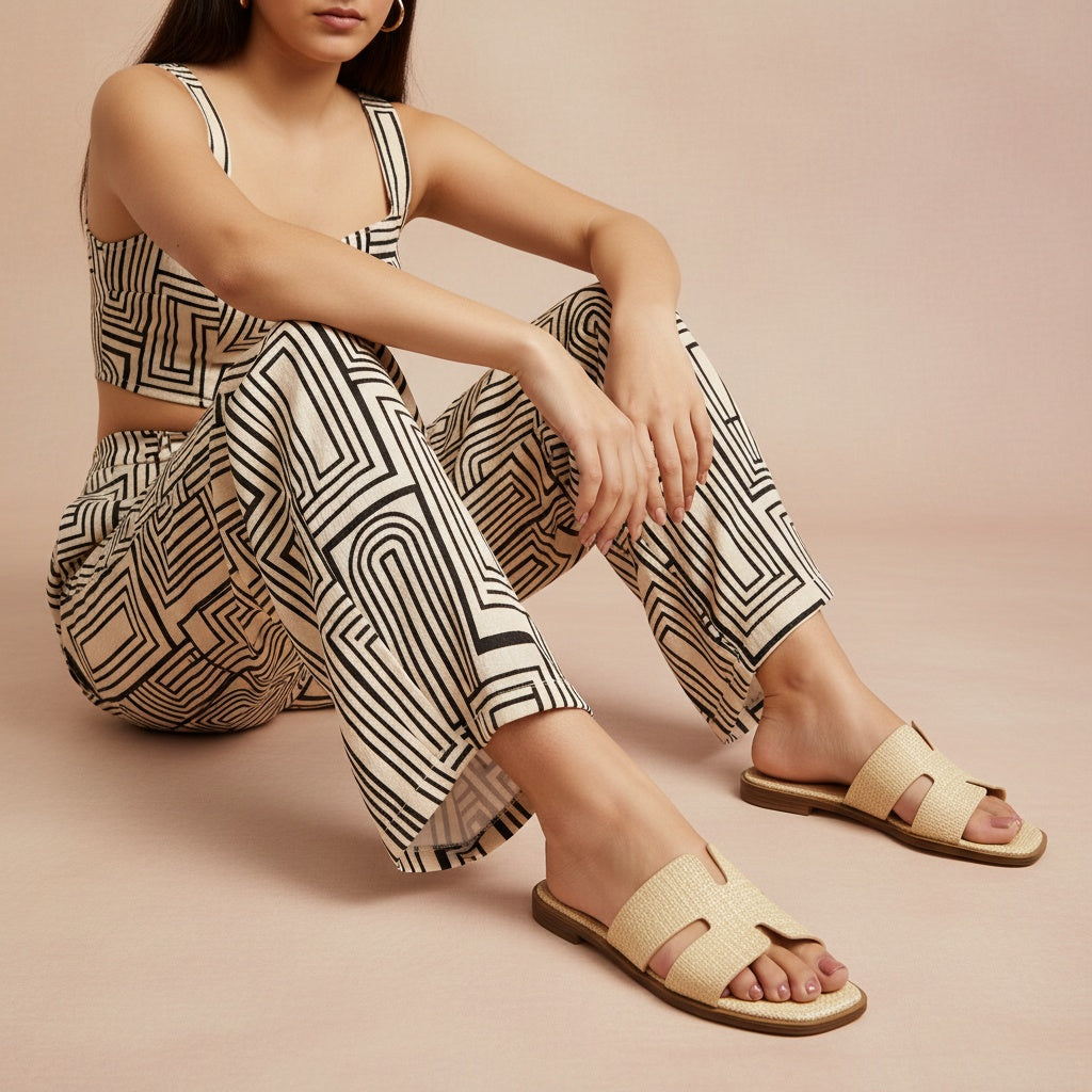Voyage Strap Slides Natural Raffia