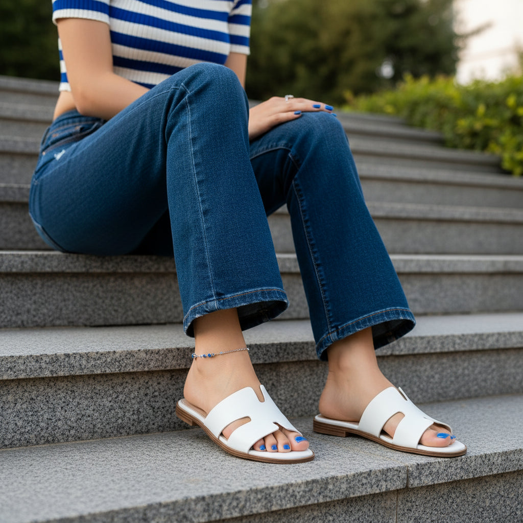 Voyage Strap Slides Cream Smooth