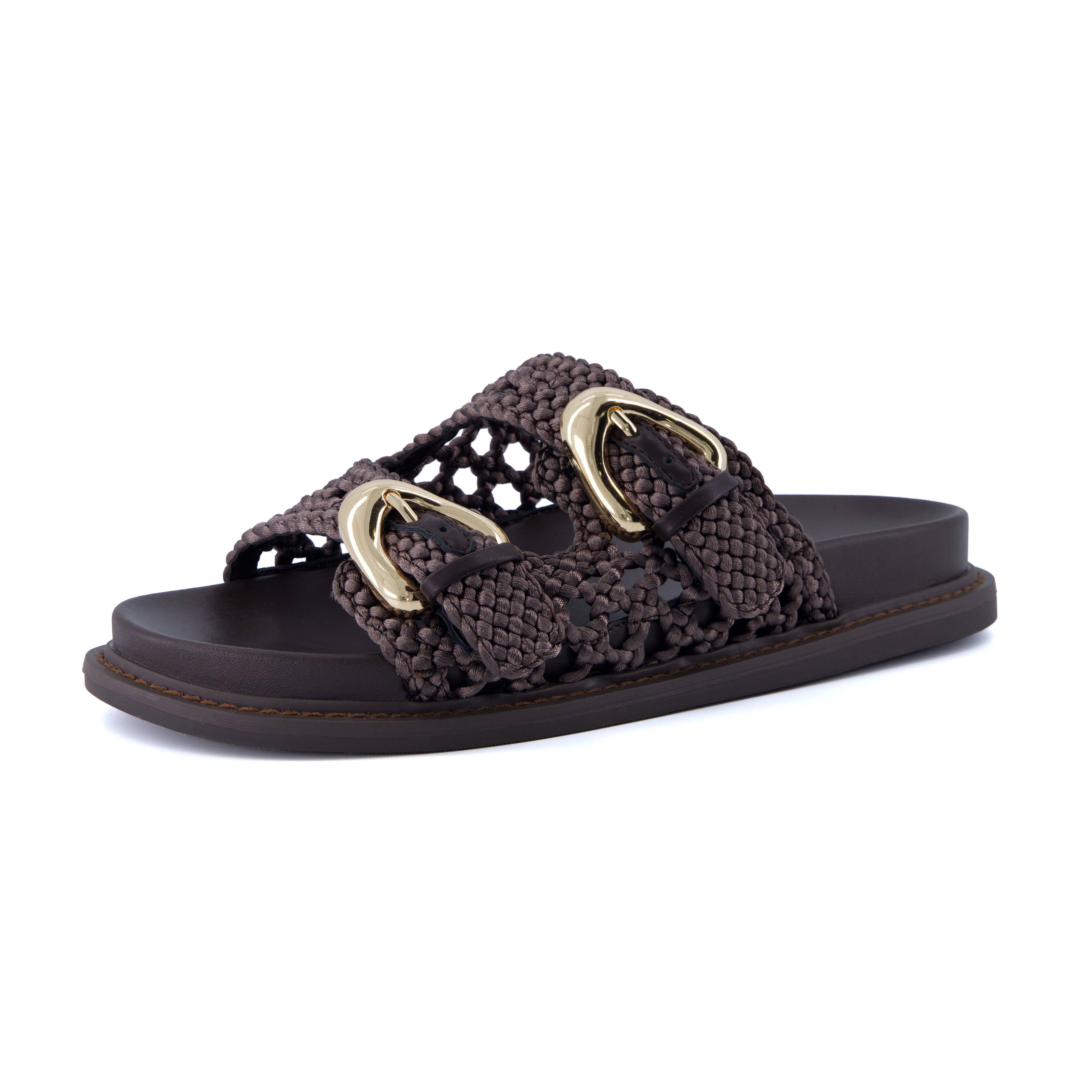 Wafful Braided Slide Sandals BROWN