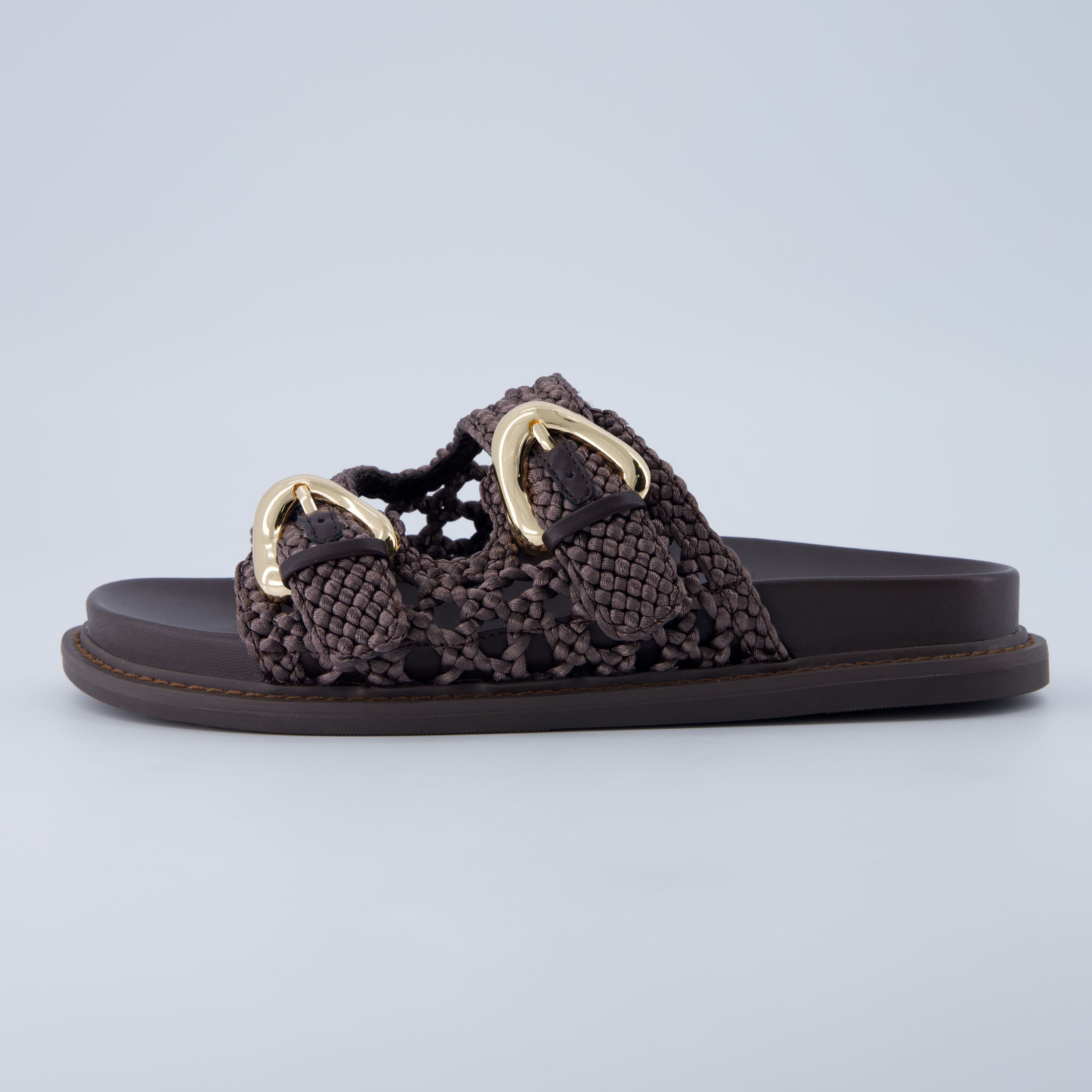 Wafful Braided Slide Sandals BROWN