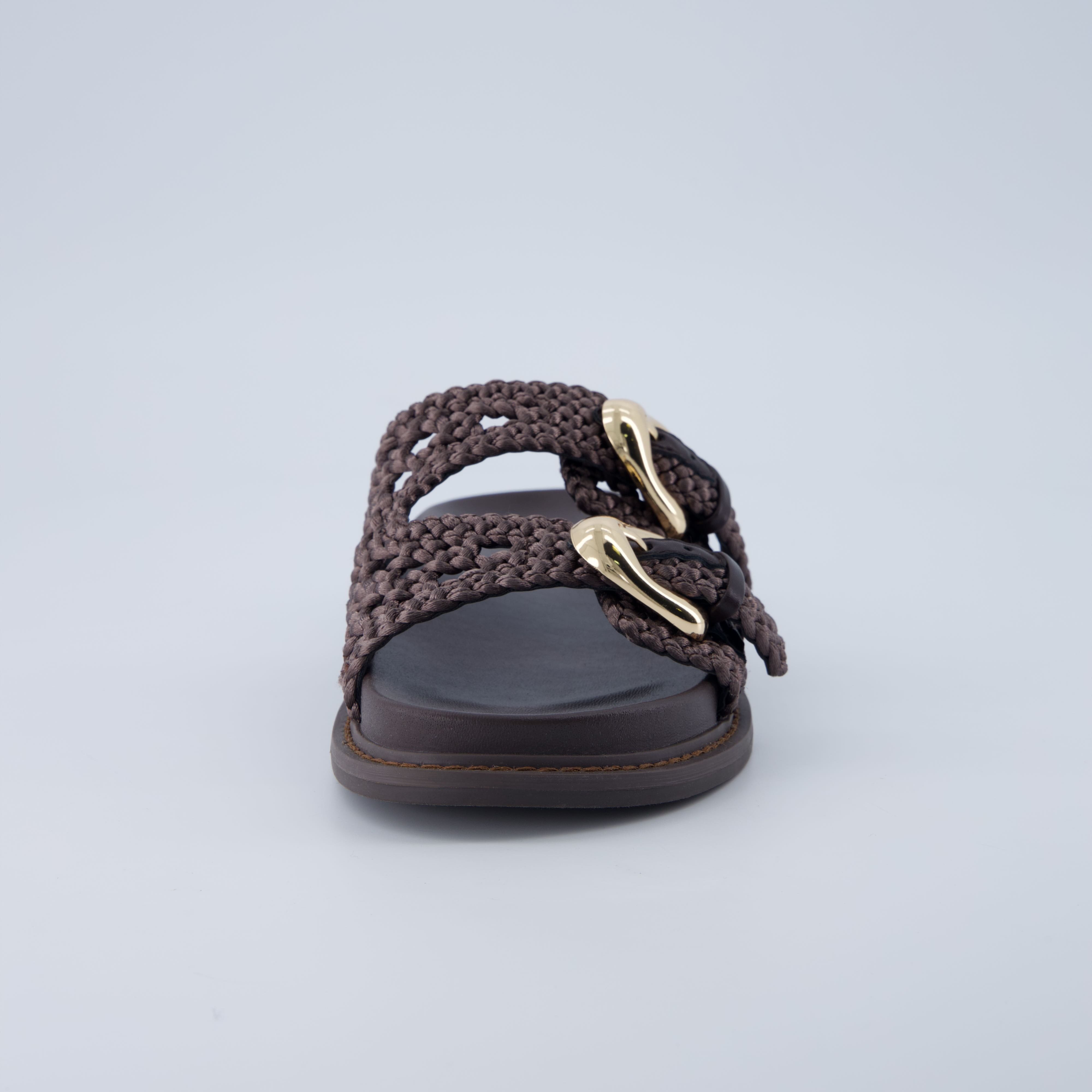 Wafful Braided Slide Sandals BROWN