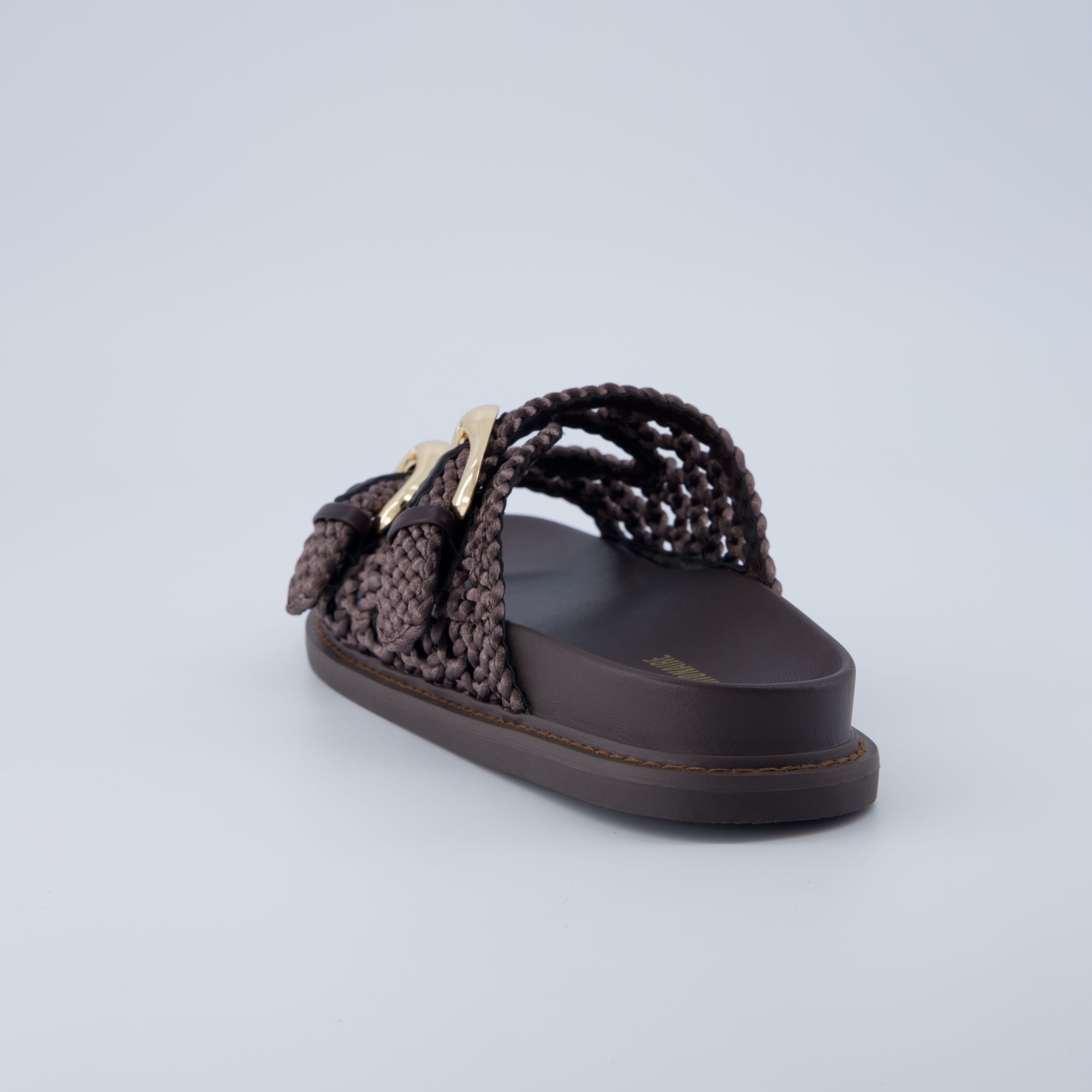 Wafful Braided Slide Sandals BROWN