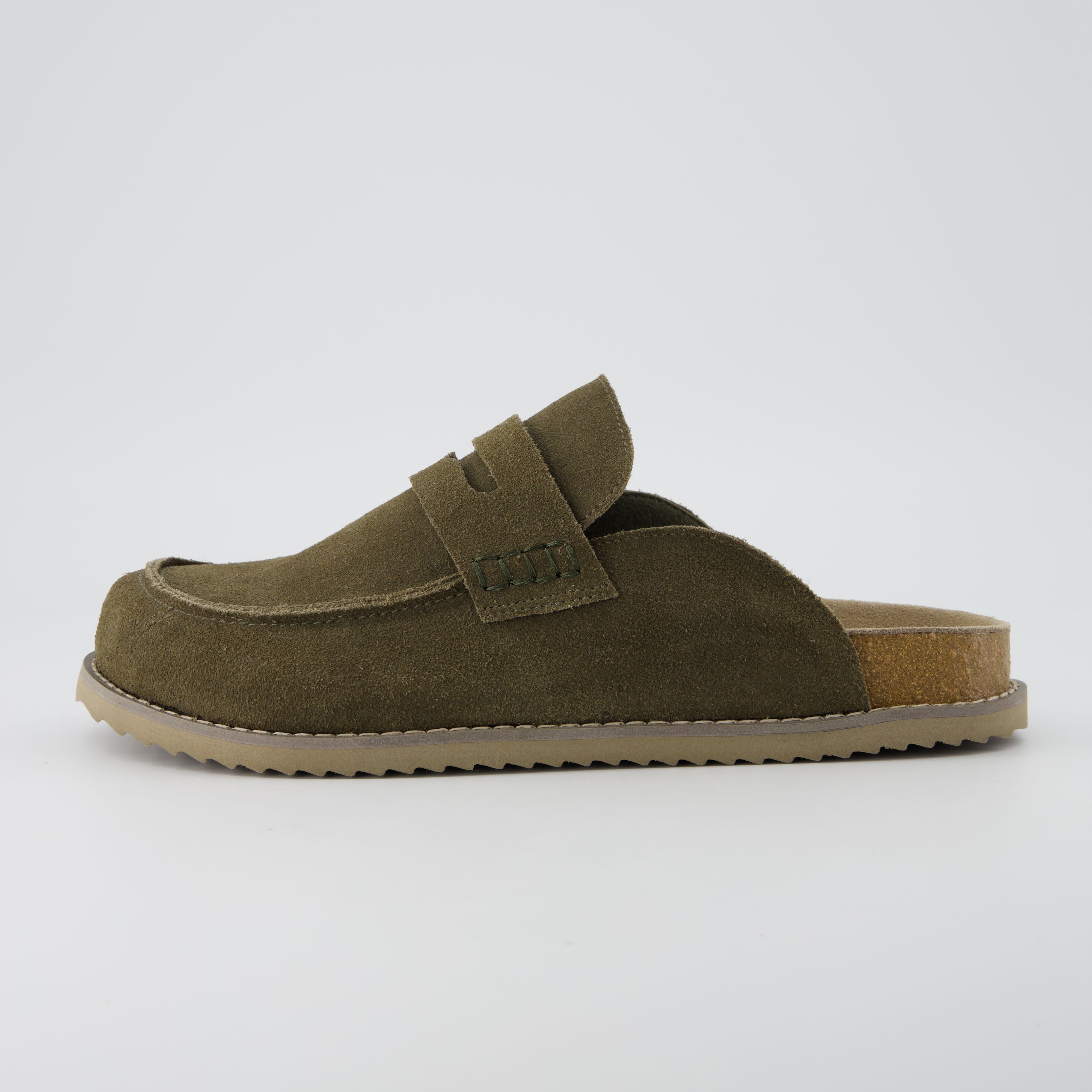 Cushionaire Wally Men's Suede Loafer Clogs - Genuine Leather Slip