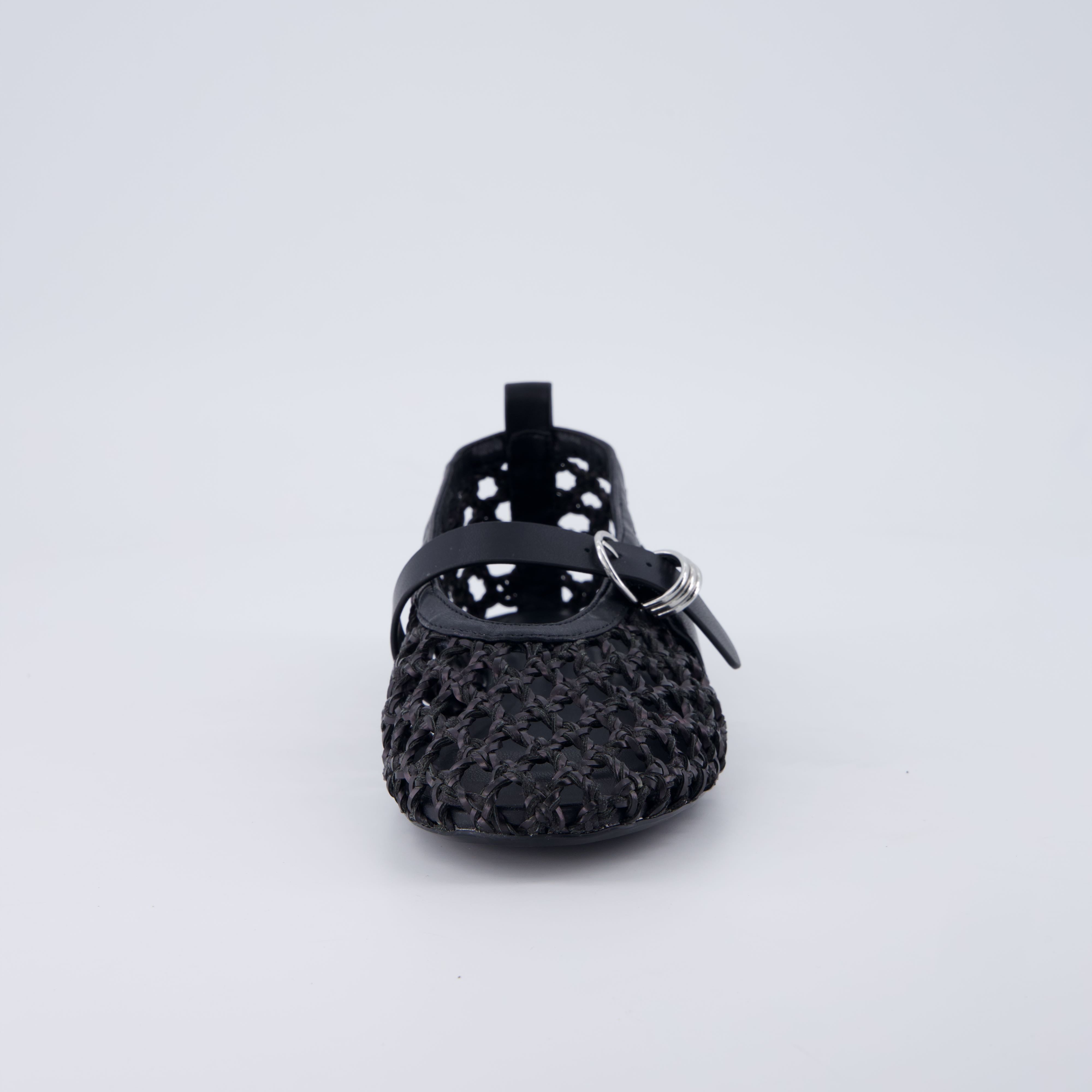 Wendy Woven Mary Jane Flats Black