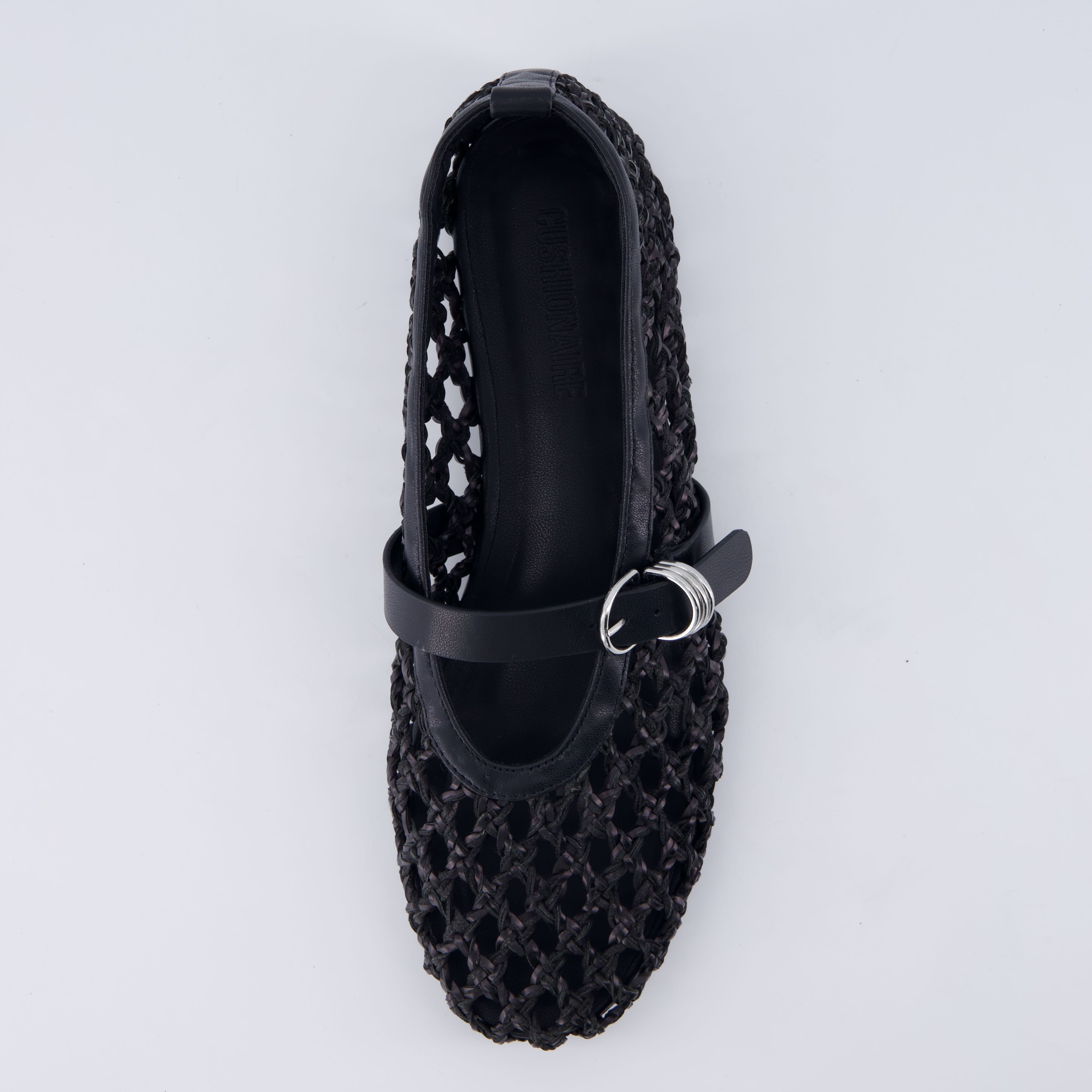 Wendy Woven Mary Jane Flats Black