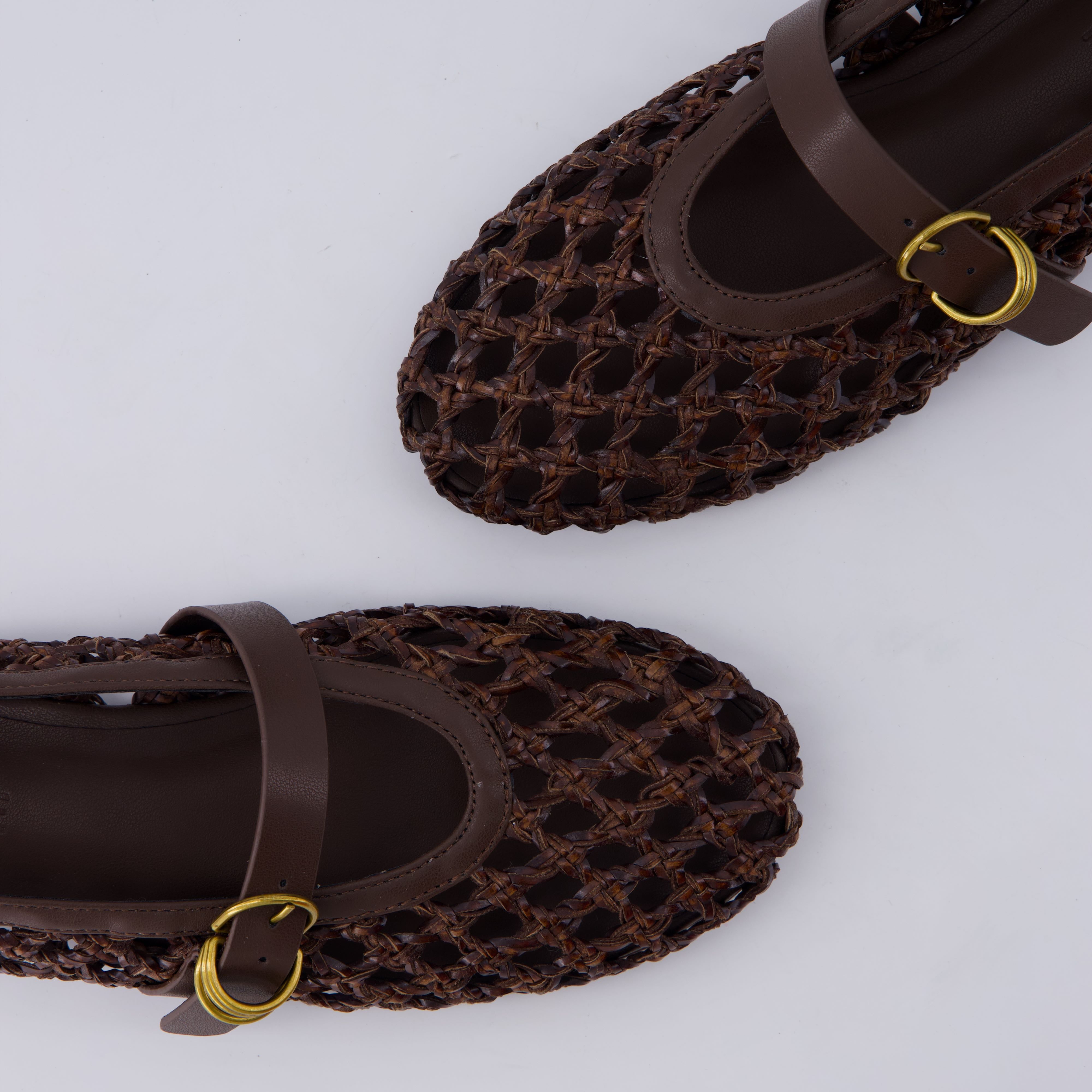 Wendy Woven Mary Jane Flats Brown