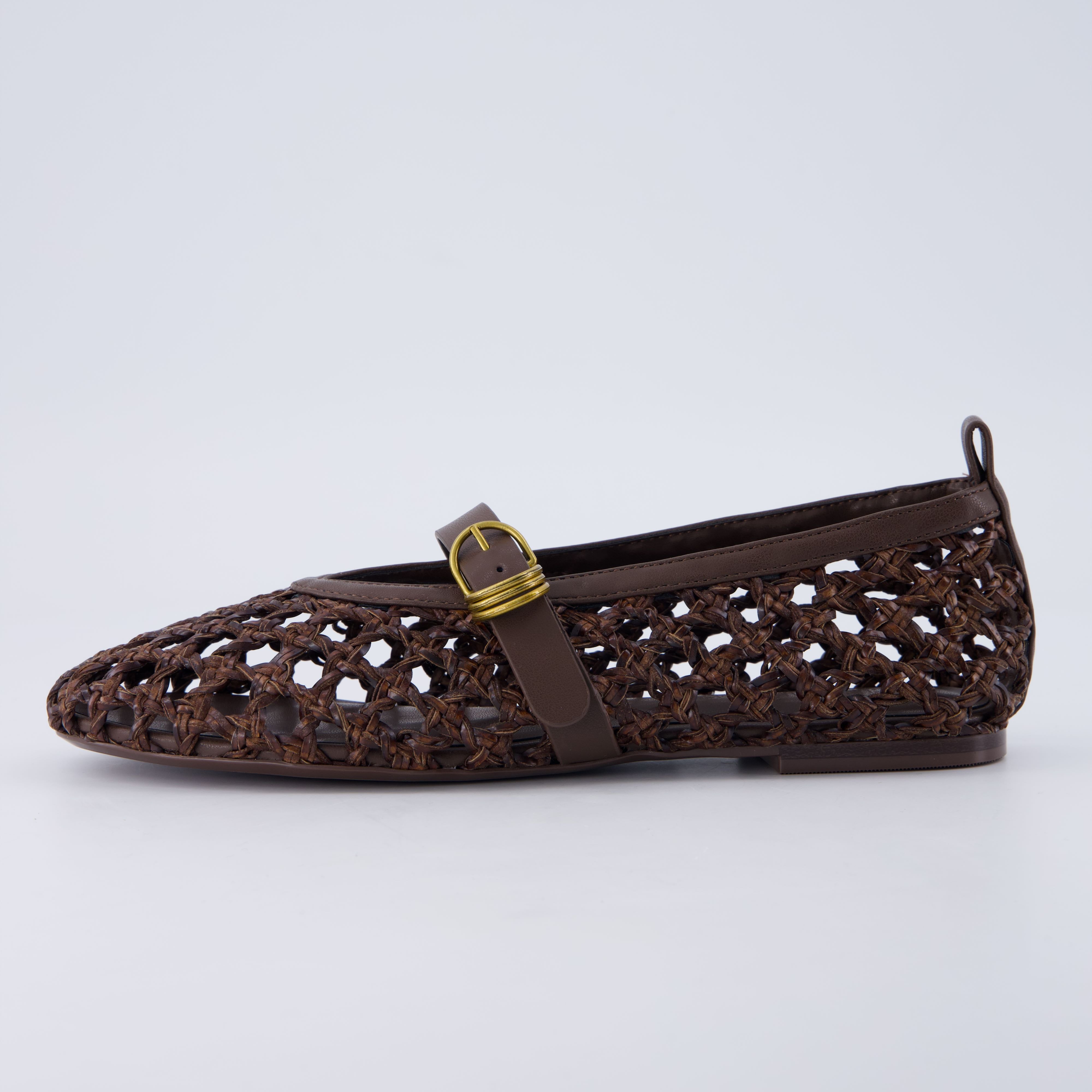 Wendy Woven Mary Jane Flats Brown
