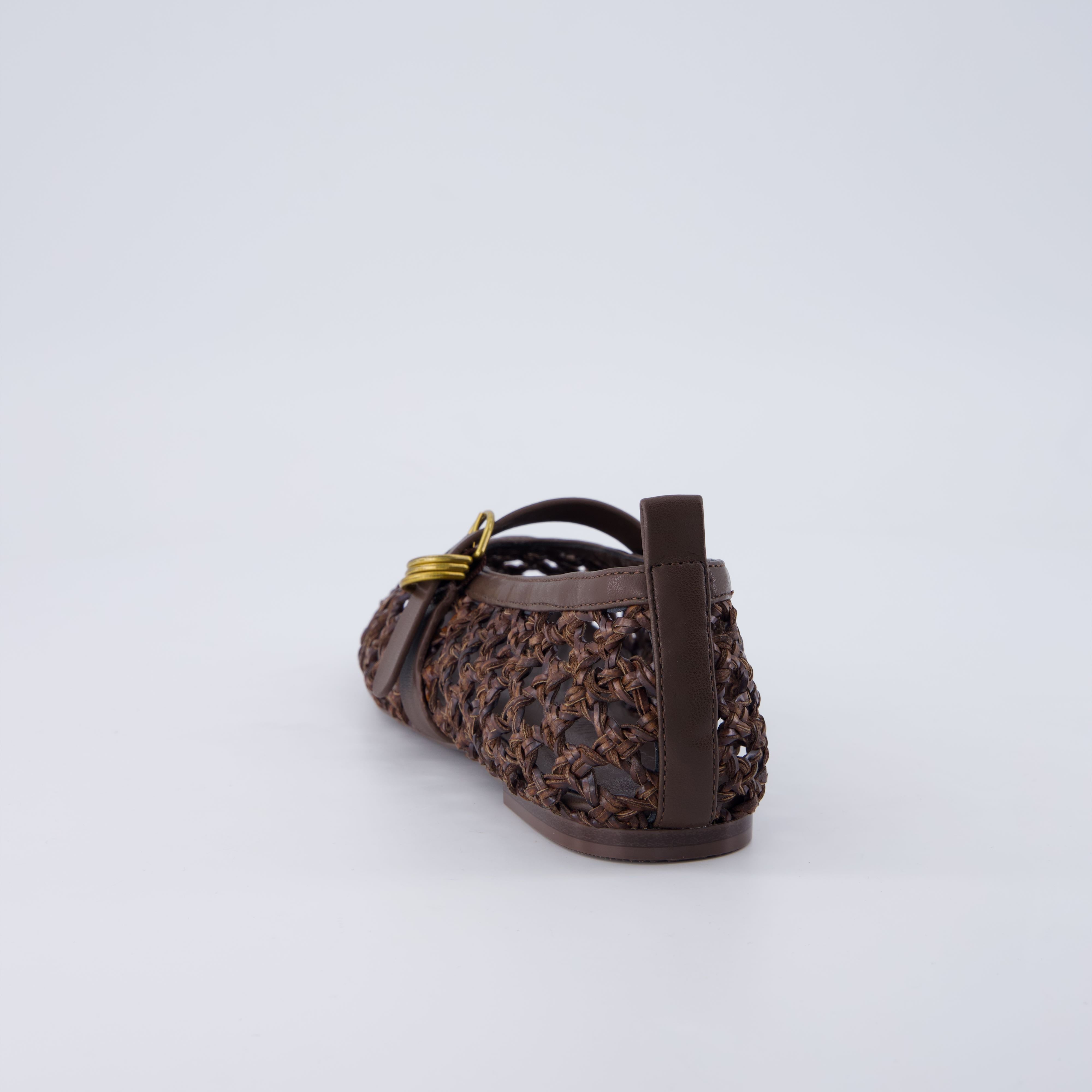 Wendy Woven Mary Jane Flats Brown